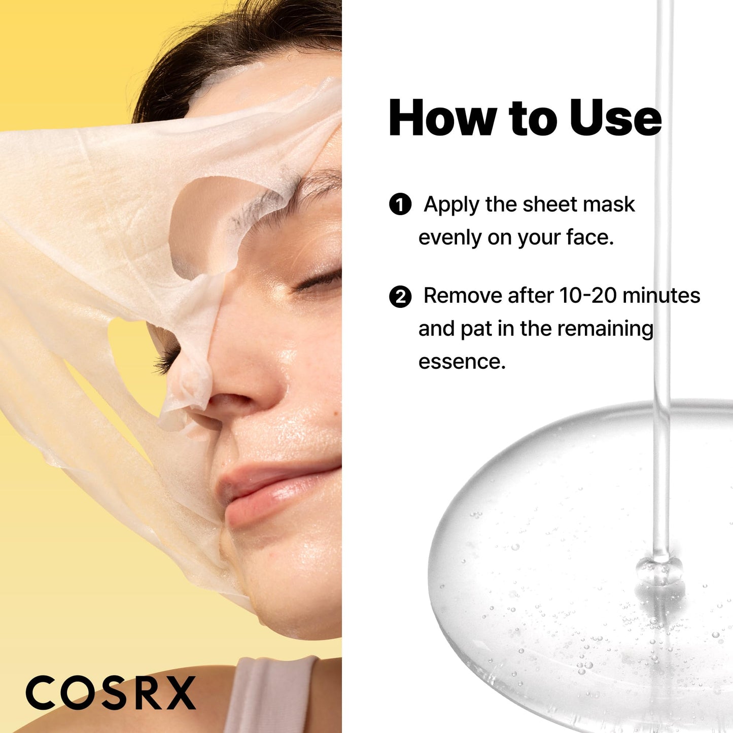 COSRX Snail Mucin Sheet Mask 10 EA with Snail Mucin Serum, Self Care, Face Masks for Dry, Sensitive Skin, Not Tested on Animals, No Parabens, No Sulfates, Korean Skin Care, Stocking Stuffers - Medaid International