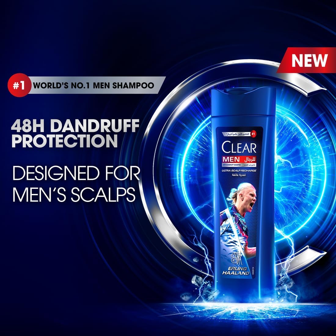 Clear Men anti-dandruff shampoo, ultra scalp recharge, Haaland edition, 100% dandruff-free hair & nourished scalp, 400 ml - Medaid International