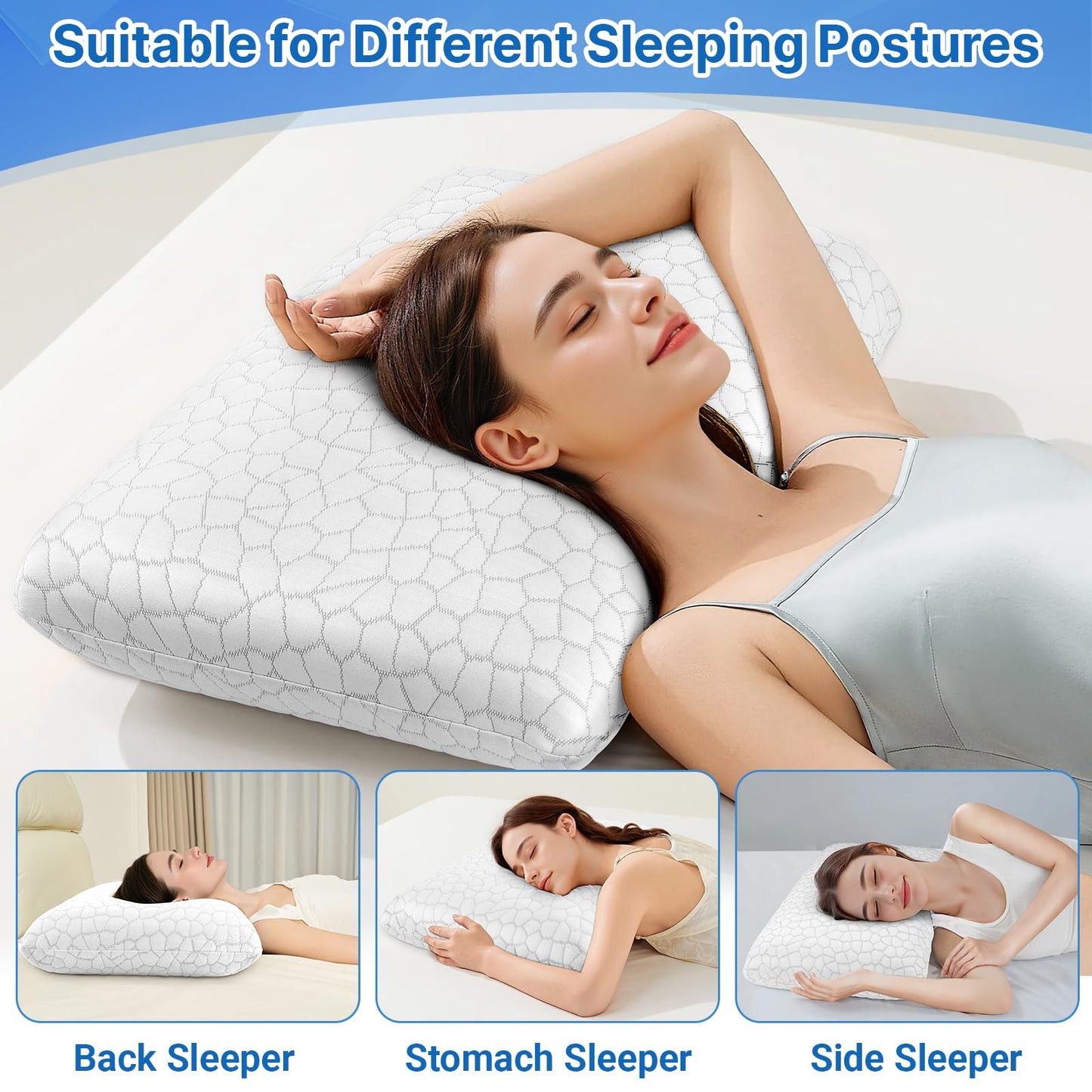 TranquilMoments Memory Foam Pillows, Bed Pillow for Side,Back and Stomach Sleepers,Neck Pillow for Sleeping with Removable and Machine Washable Cover, Standard Size (1 Pack) - Medaid International