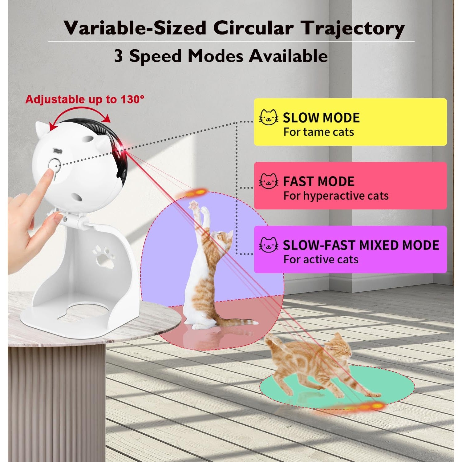 Goopow Interactive Laser Pointer Cat Toys for Indoor Cats,Cat Laser Toy Automatic for Bored Indoor Adult Cats/Kittens/Dogs,USB Rechargeable,3 Speed Modes(Gray) - Medaid International