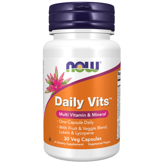 NOW Foods Supplements, Daily Vits™with Fruit & Veggie Blend, Lutein and Lycopene, 30 Veg Capsules - Medaid International
