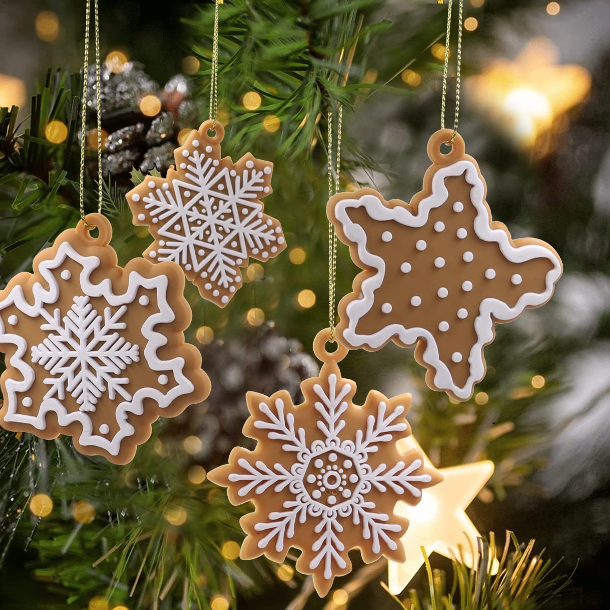 Christmas Tree Ornaments Set - 20pcs Snowflake Decorations, Hanging Xmas Baubles for Home Party Holiday Decor - Medaid International