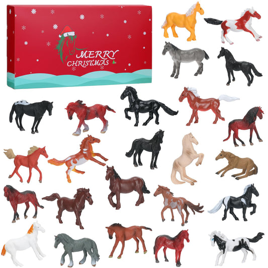Jenaai 24 Pcs Horse Advent Calendar 2025 Christmas Countdown Calendar Holiday Collection 24 Days with Realistic Horse Figurines Farm Animal Xmas Gift and Surprise for Horses Lover - Medaid International