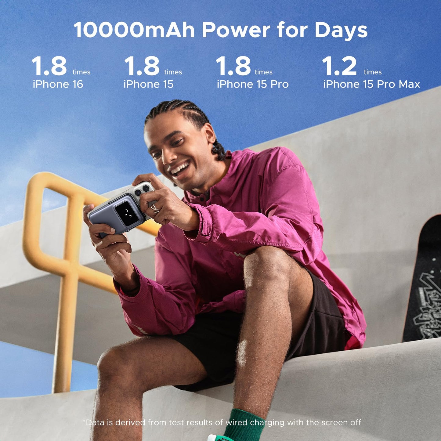 UGREEN Uno 10000mAh Magnetic Portable Charger, Qi 7.5W Wireless Power Bank, PD 20W USB C Battery Pack with Foldable Stand and TFT Display MagSafe Compatible iPhone 17/16 /15/14/13/12 Series, Black - Medaid International