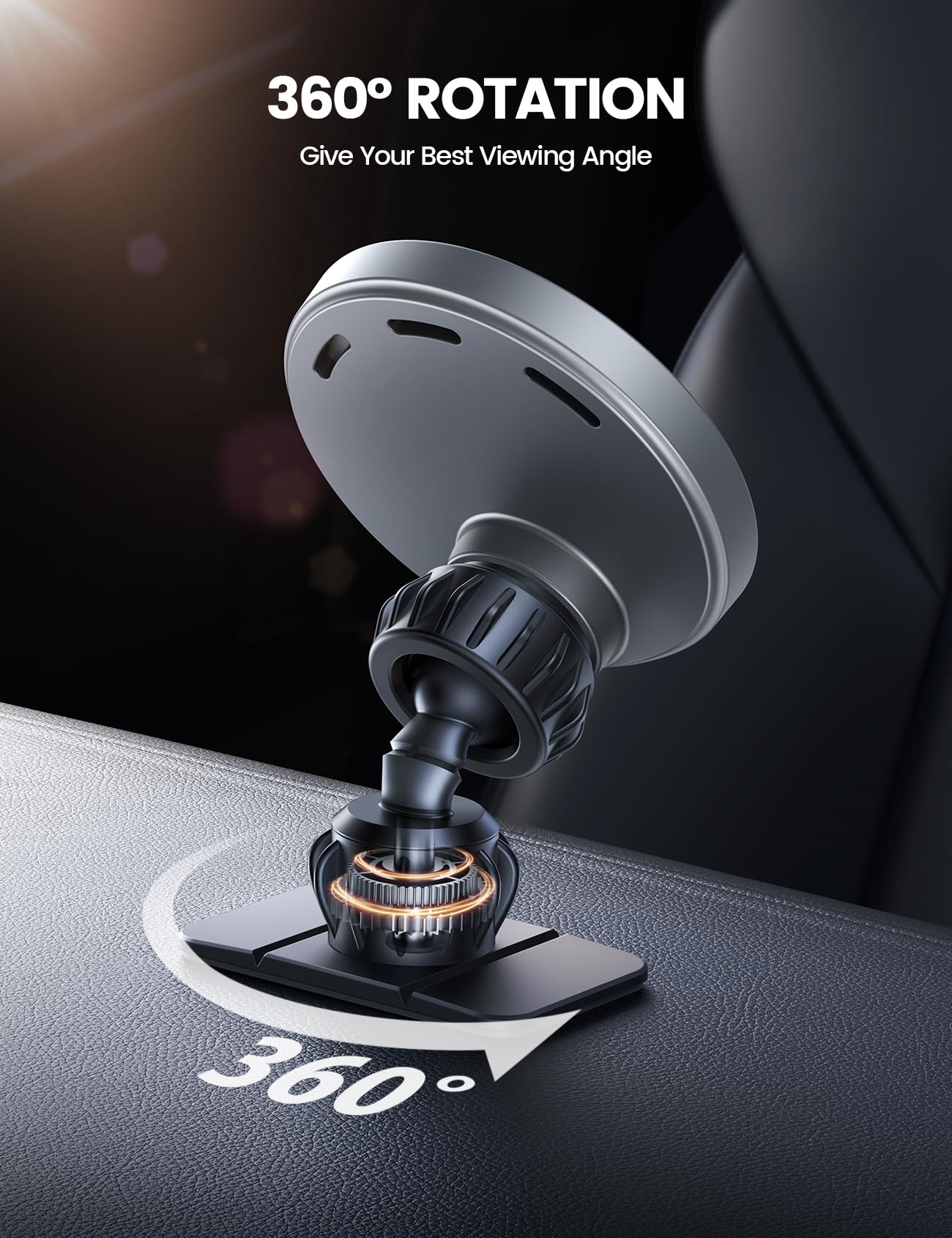 Lamicall 15W Wireless Car Mount Charger - [3-in-1 Upgraded Intelligent Chip] 360° Wireless Car Phone Holder Vent Dashboard Magnetic Car Charger for iPhone 16 Pro Max Silver - Medaid International