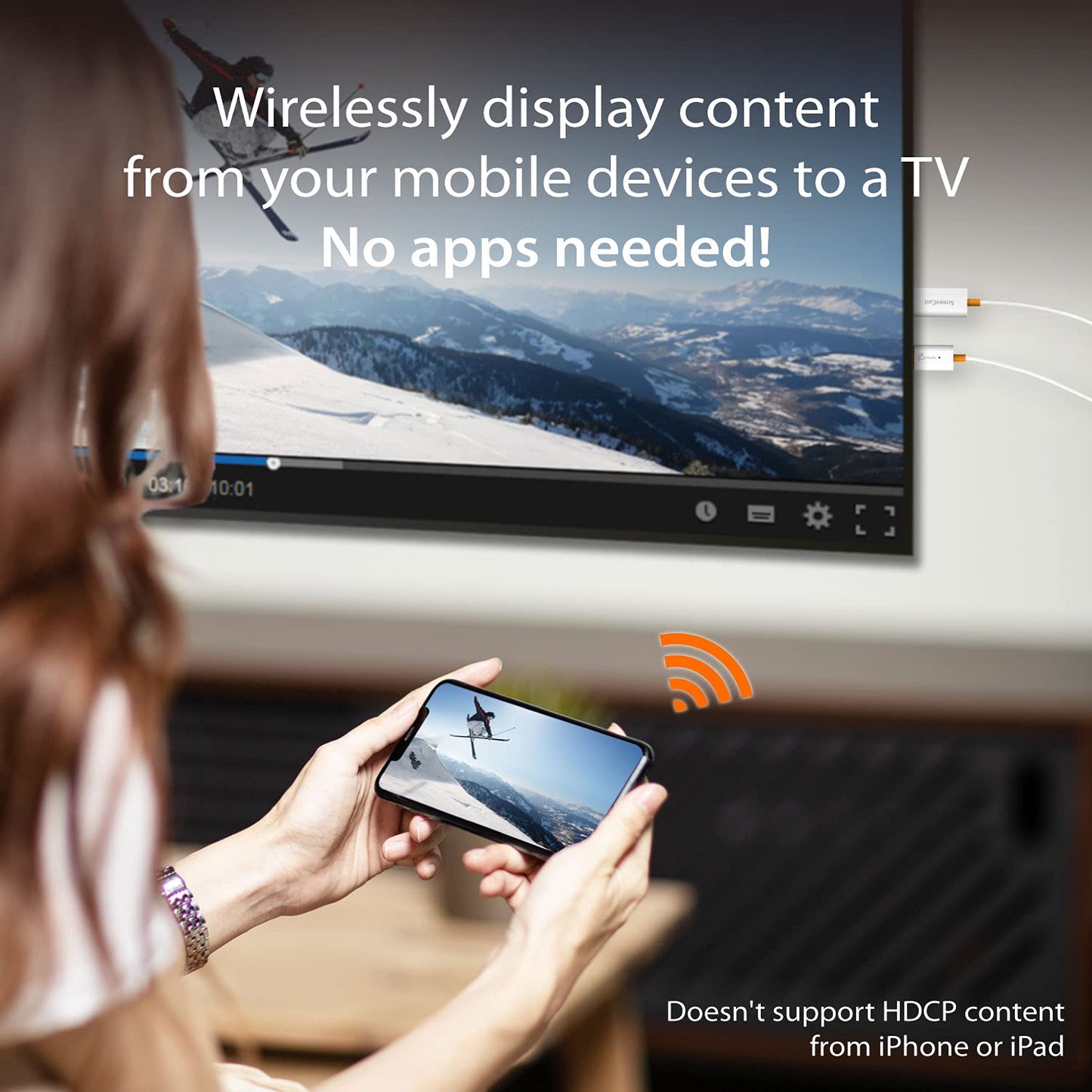 j5create ScreenCast HDMI Wireless Display Adapter Receiver - Mirror Phone, Tablet, Laptop to HDTV - Compatible with MiraCast, AirPlay, Android, Windows 10 PC, iOS, iPhone, Tablet (JVAW56) - Medaid International