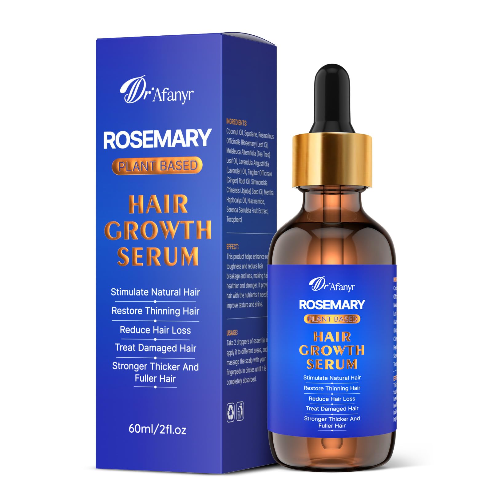 Hair Growth Serum with Rosemary Oil & Saw Palmetto - 100% Natural Plant-Based Formula to Stimulate Follicles, Revive Roots for Visibly Thicker Fuller Hair, Reduce Shedding and Loss For Men & Women - Medaid International