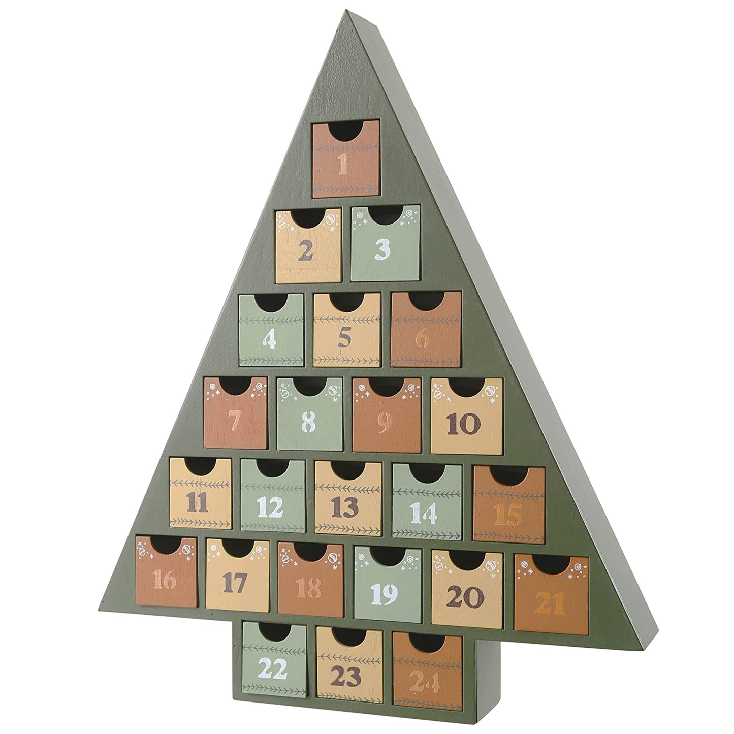 JOEJET Wooden Advent Calendar 2025, 24 Days Countdown to Christmas Calendar with Storage Drawers, DIY Tree Shape Refillable Wooden Advent Xmas Countdown Calendar - Medaid International