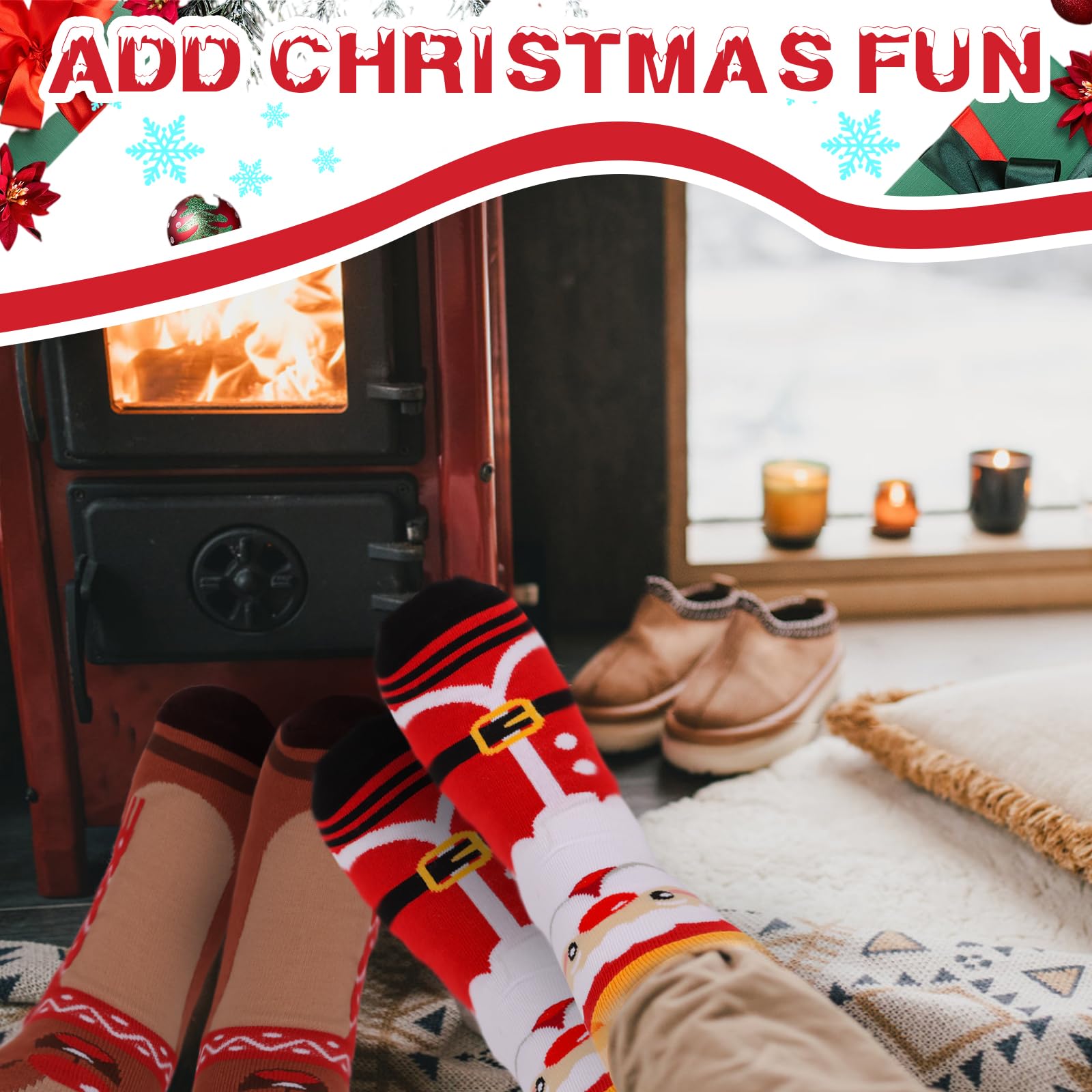 CCINEE 12 Pairs Christmas Holiday Socks Unisex, Festive Christmas Socks Bulk Novelty Cozy Cotton Sock for Adults Women Men Winter Xmas Holiday Gifts Stocking Stuffers - Medaid International