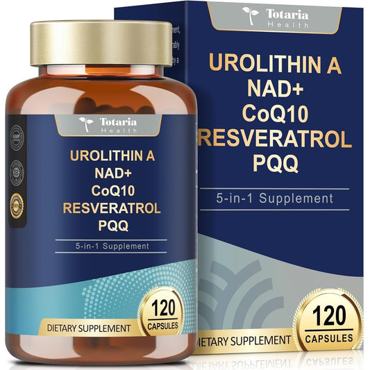 Totaria Urolithin A Supplement 1000mg with NAD+,CoQ10,Resveratrol,PQQ Supplement for Men Women 120 Softgels for Muscle Energy Antioxidants High Bioavailability - Medaid International