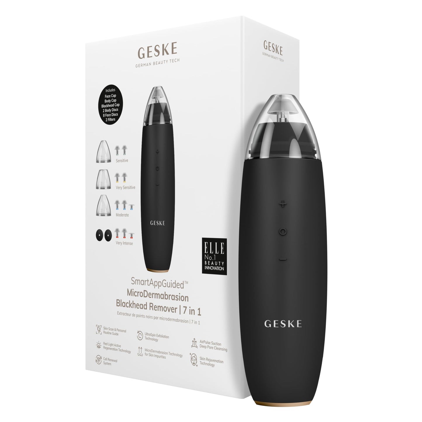 GESKE SmartAppGuided™ MicroDermabrasion Blackhead Remover | 7 in 1 | Blackhead Remover | Electric Pore Cleaner | Innovative Vacuum Cup | Beauty Tool | Skin Cleansing Device | Skincare Device - Medaid International
