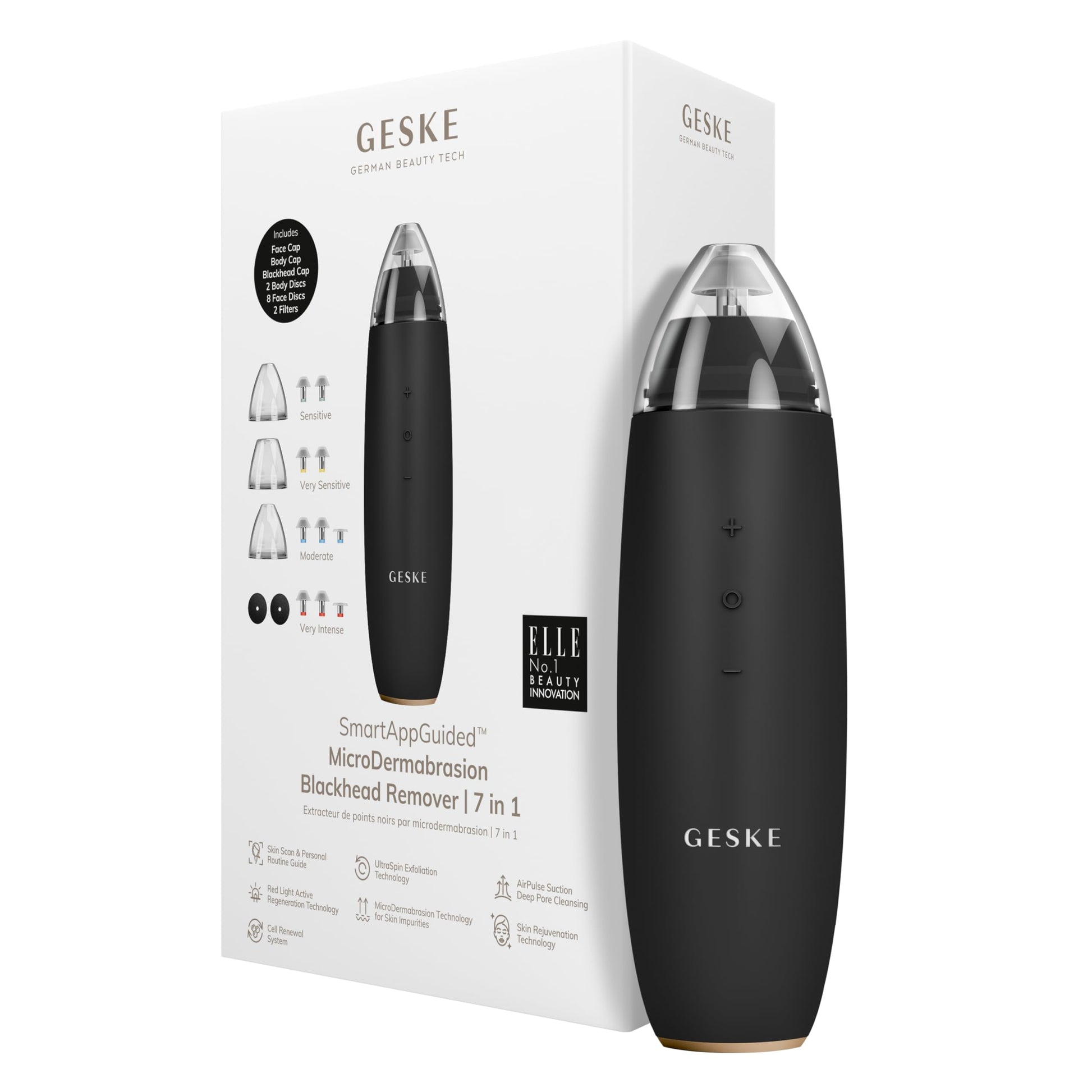 GESKE SmartAppGuided™ MicroDermabrasion Blackhead Remover | 7 in 1 | Blackhead Remover | Electric Pore Cleaner | Innovative Vacuum Cup | Beauty Tool | Skin Cleansing Device | Skincare Device - Medaid International