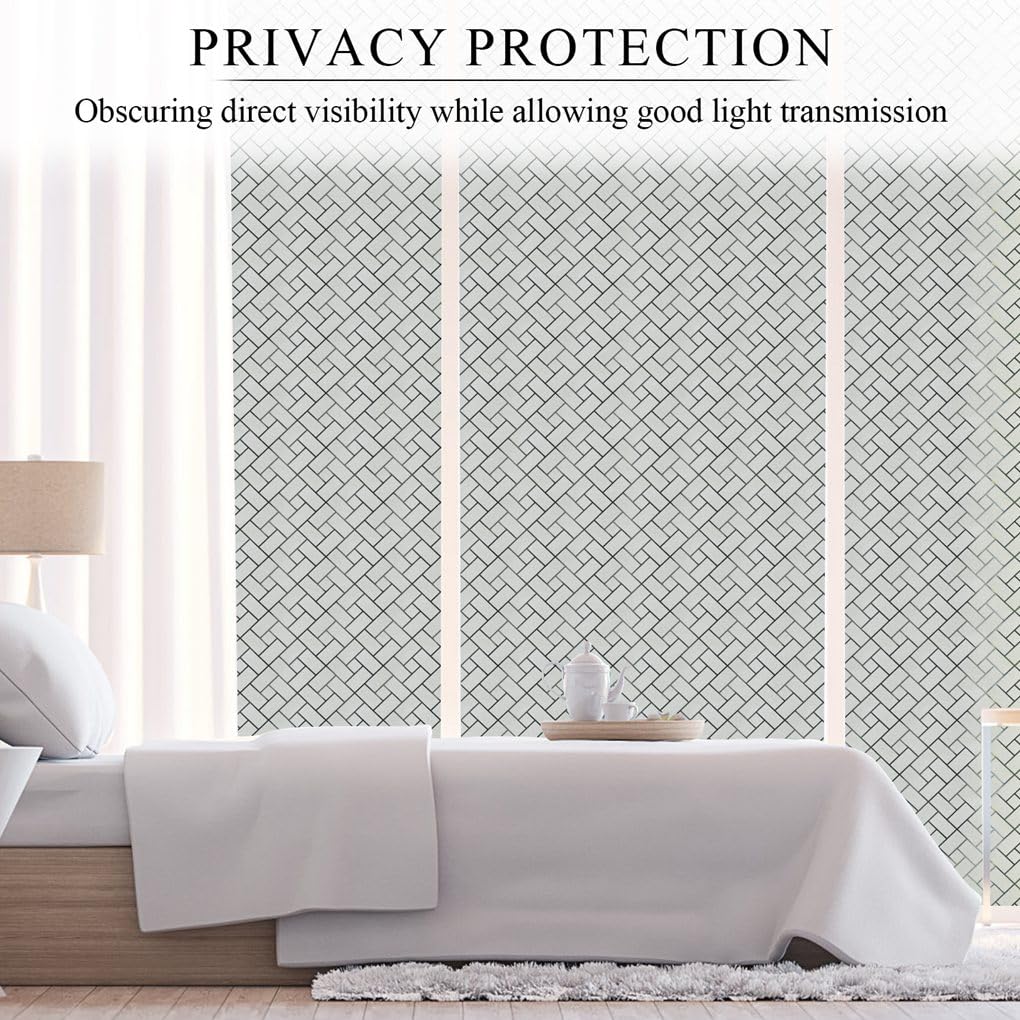Arthome Privacy Window Film Decorative Film Frosted Film Stained Film Static Cling UV Protection Heat Control Sticker for Home Kitchen Office Living Room Bathroom Bedroom 23.6 inches by 100 inches - Medaid International