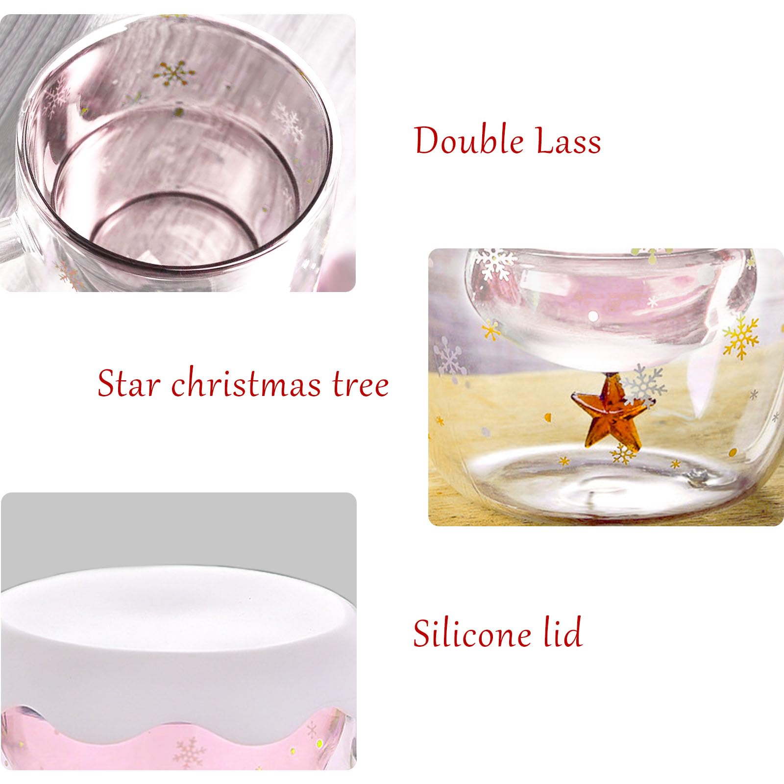 Binoster Cute Mugs Christmas Gifts Coffee Mug Double Walled Glass Mugs Milk Tea Espresso Cup Christmas Tree Decorations Christmas Funny Gifts for Women Men Kids Girls Her Best Friend（Pink） - Medaid International