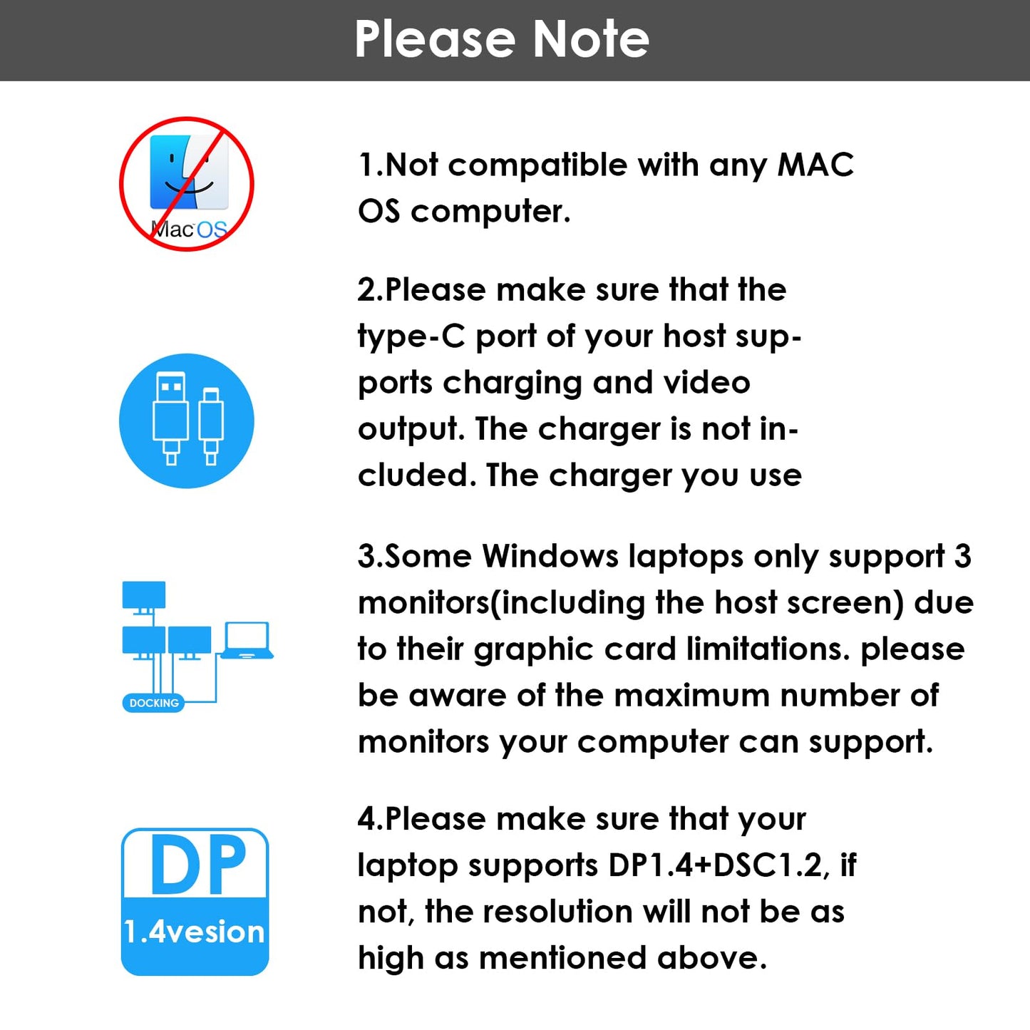 Laptop Docking Station, WAVLINK Triple 4K Docking Station with Dual HDMI, DP, 100W PD in, 3 USB-A2.0 for Wireless Device, Compatible with Dell/HP/Lenovo etc, Windows Systerm Computer Only - Medaid International