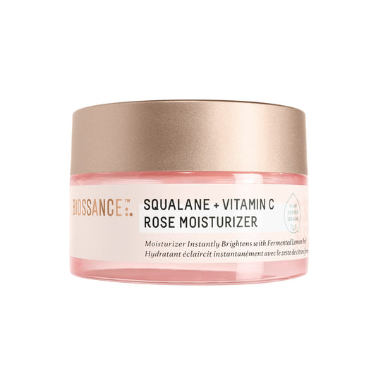 BIOSSANCE Squalane + Vitamin C Rose Face Moisturizer – Antioxidant-Rich Day/Night Face Lotion – Hydrates and Smooths Fine Lines – Even Skin Tone & Reduce Discoloration – For Radiant Skin, 1.69 Fl Oz - Medaid International