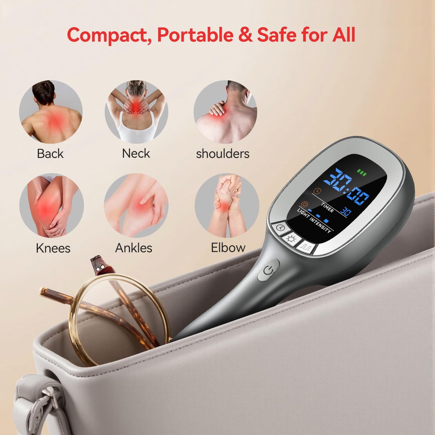 Cold Red Light Therapy Device – Dual Wavelength 8×808nm & 30×650nm Red Light Therapy Wand – Handheld Infrared Light Therapy for Body, Knee, Shoulder, Back, Muscles, Joints and Pets - Medaid International