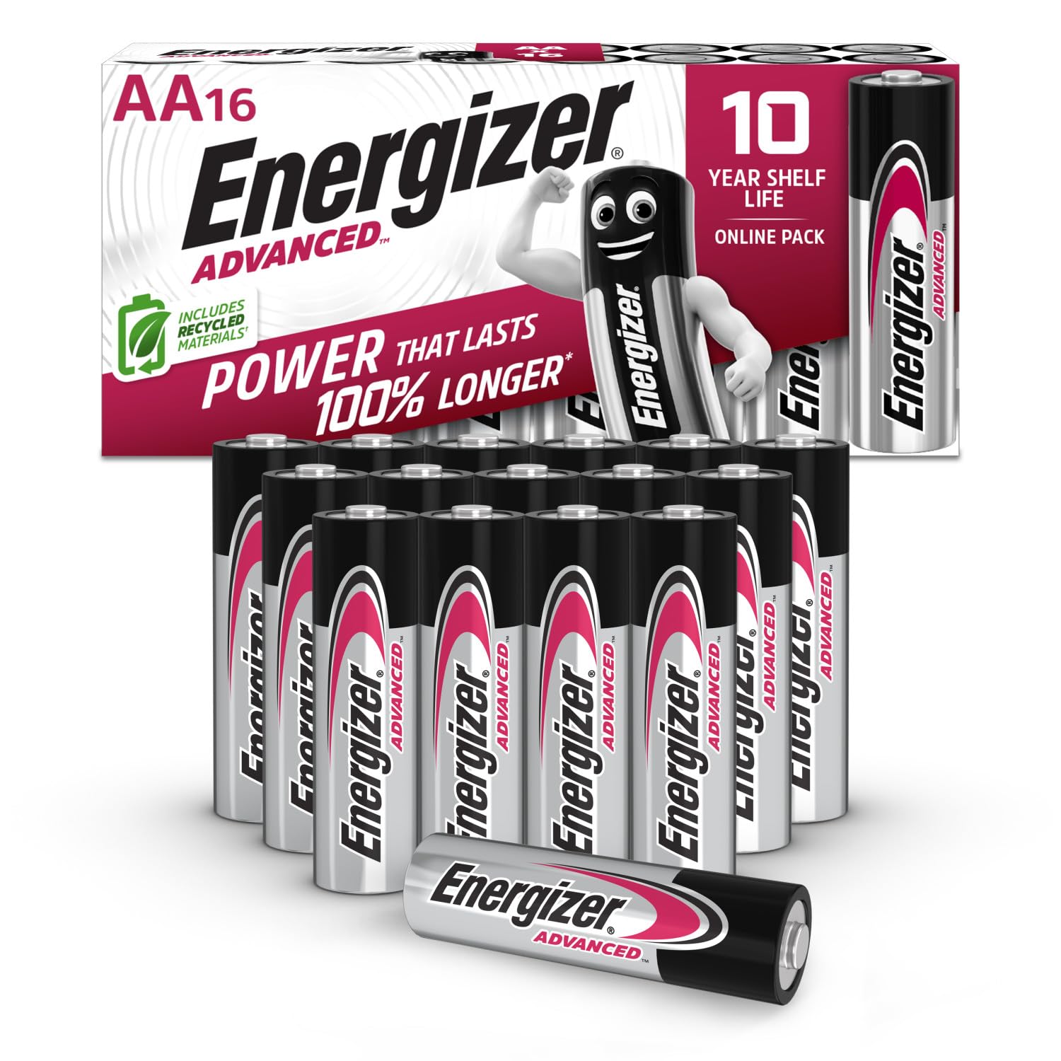 Energizer Advanced AA Batteries 1.5 V Alkaline, Powerful & Durable, Pack of 16 - Medaid International