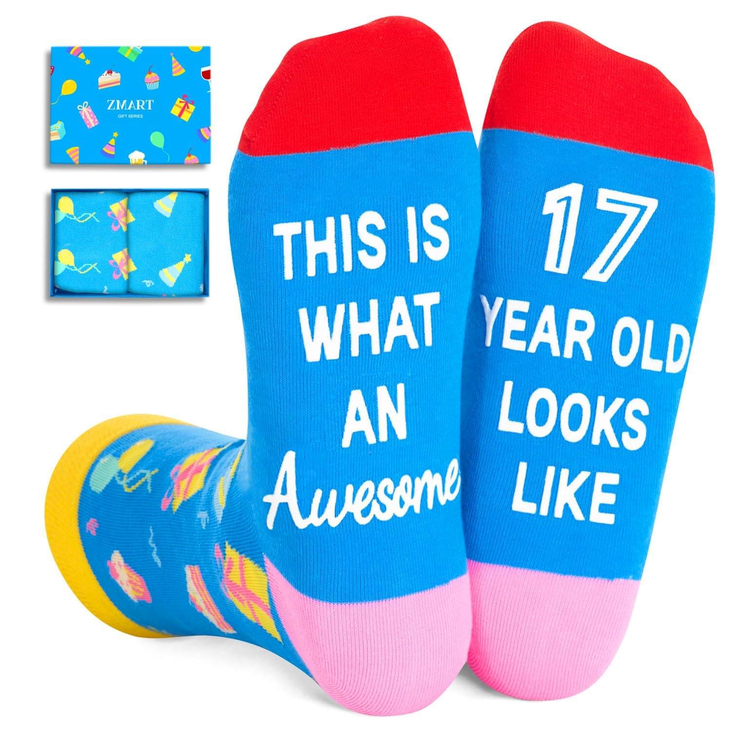 Zmart 17th Birthday Gifts Ideas Socks - Gifts for 17 Year Old Boy, 17 Year Old Boy Girl Birthday Gift Ideas - Medaid International