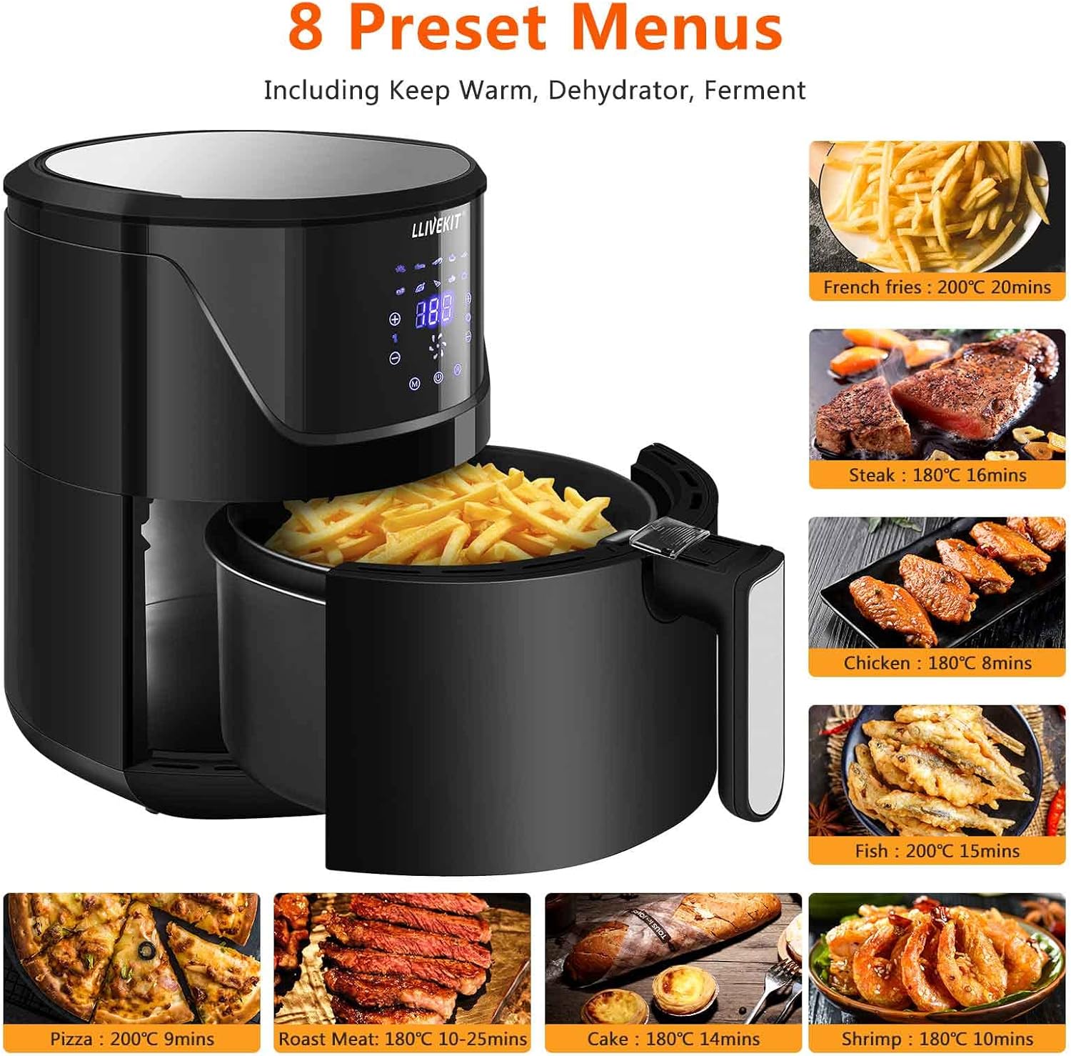5L Air Fryer + LED Touch Screen, 1400W - Medaid International