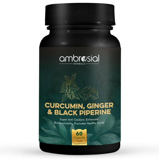 AMBROSIAL Curcumin with Piperine (Black Pepper) & Ginger | (Pack of 1-60 Capsules) - Medaid International