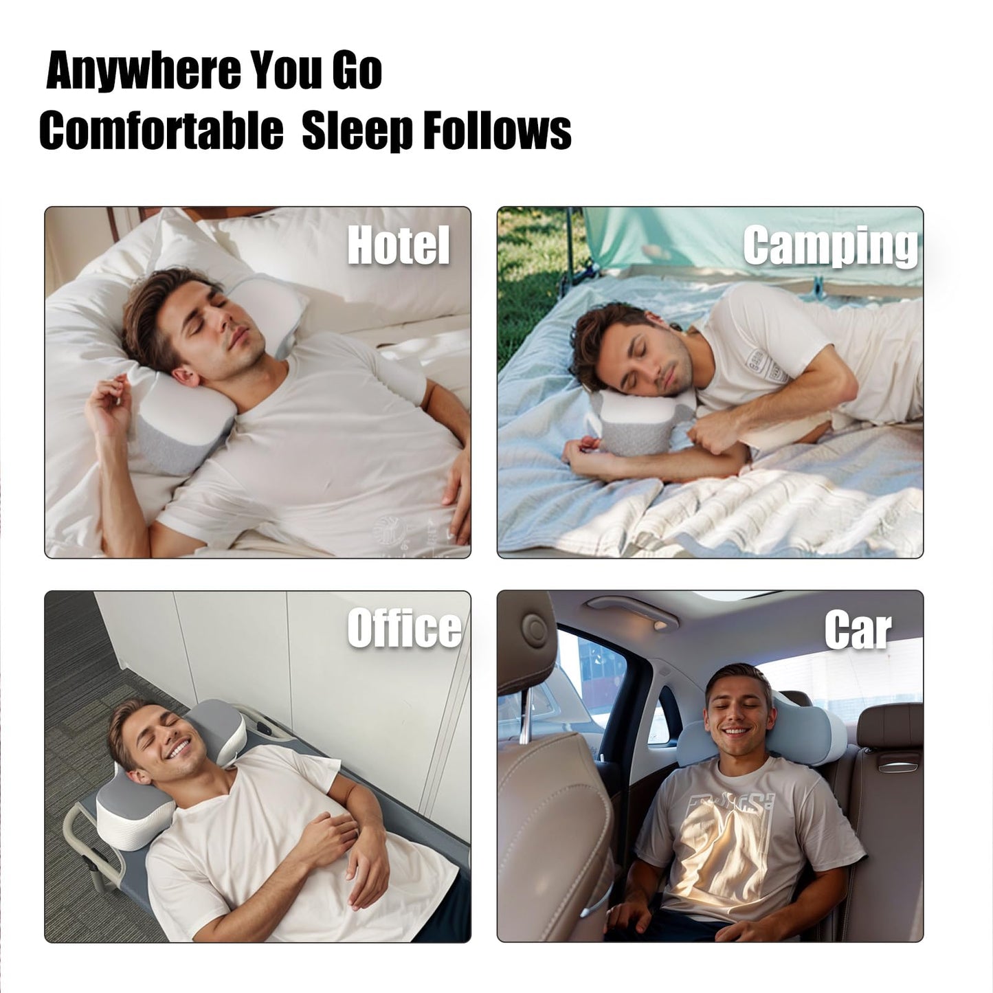 Bespilow Travel Pillow for Sleeping,Cervical Neck Support Pillow for Neck Pain Relief,Lightweight Ergonomic Memory Foam Camping Pillow,Portable Contour Pillows w/Travel Storage Bag,Cooling Cover - Medaid International