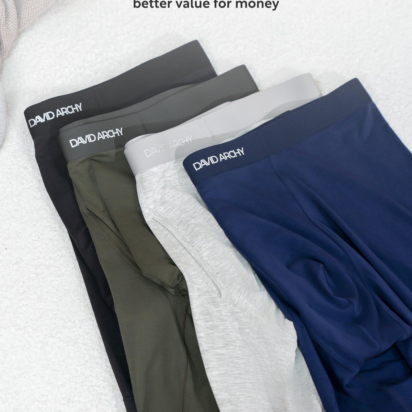 DAVID ARCHY Mens Underwear Boxer Briefs Bamboo Rayon Soft Breathable Moisture-Wicking Seamless Underwear for Men 4 Packs with Fly(XL,Black) - Medaid International