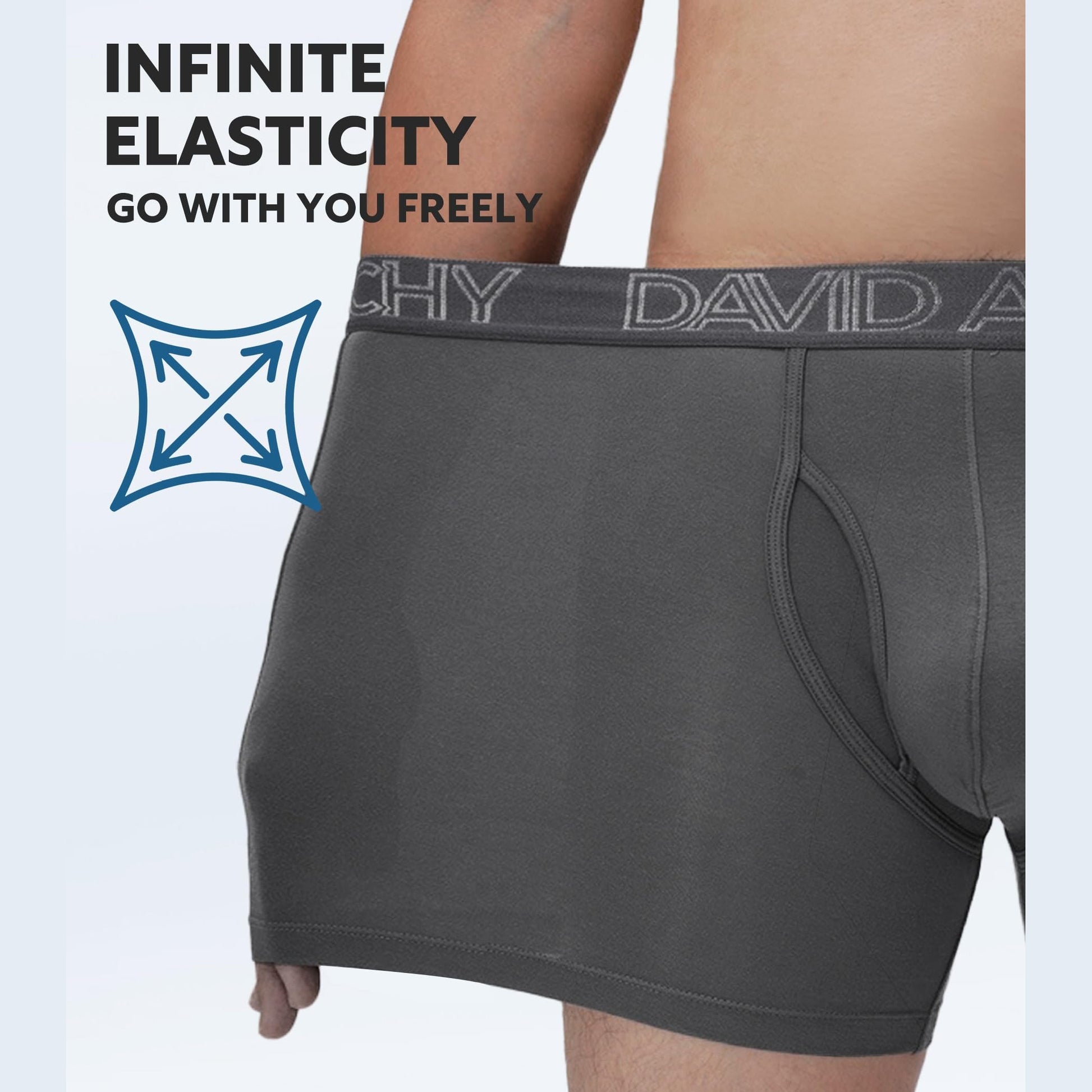 DAVID ARCHY Men’s Underwear Boxer Briefs Soft Comfortable Underwear Boxer Briefs for Men Breathable Moisture-Wicking 4 Pack (M, Black/Dark Gray - 5.5" in 4 Pack) - Medaid International