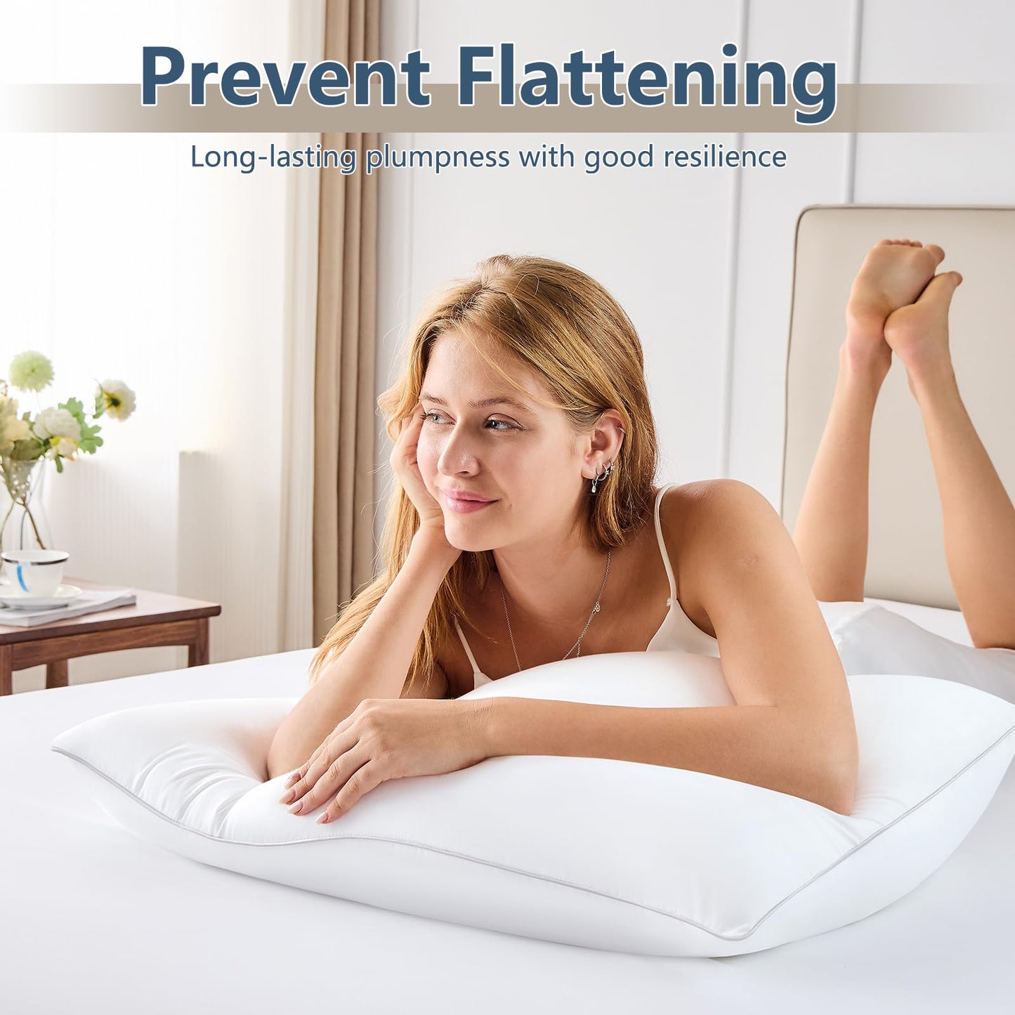 CozyLux Pillows Queen Size Set of 2, Hotel Quality Bed Pillows for Sleeping 2 Pack, Cooling Pillows for Side Back and Stomach Sleepers, Down Alternative Luxury Soft Supportive Fluffy Pillows (18x28) - Medaid International