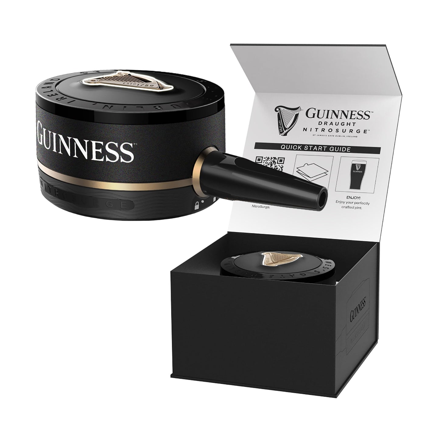 Guinness Draught Nitrosurge Device, Stout Beer, Perfect Pub Pour at Home, Rich Smooth Head & Sweetness of Malt Balanced with Hops, Cans Sold Separately, Device Only, Black - Medaid International
