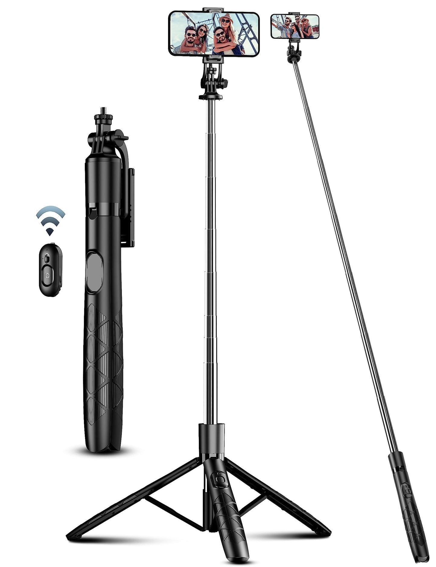 71" Phone Tripod & Selfie Stick, All in One Extendable Cell Phone Tripod with Wireless Remote, Tripods Stand for iPhone & Travel Selfie Stick 360° Rotation Compatible with iPhone Android, Camera - Medaid International