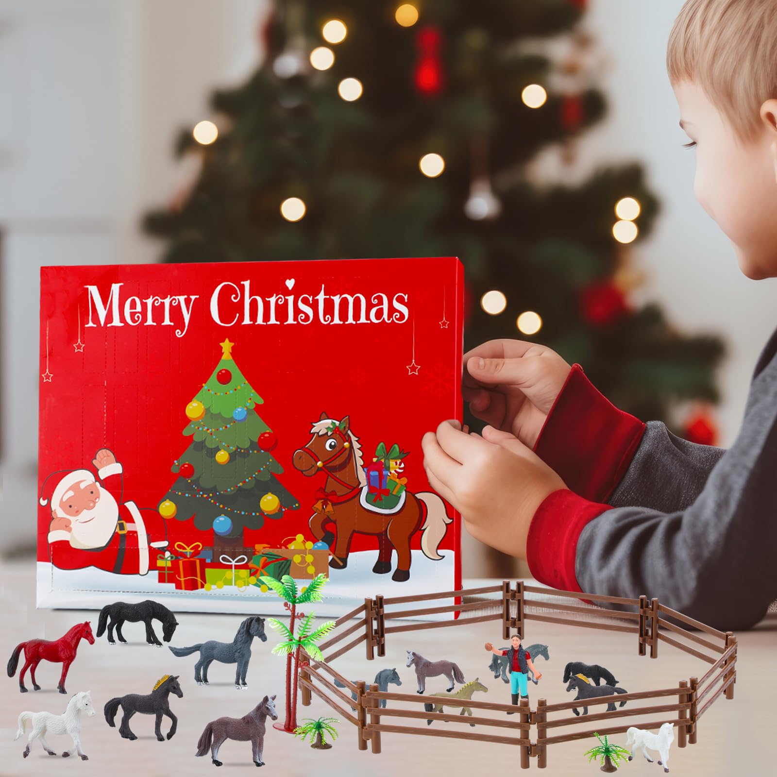 Youyole 24 Days Horse Christmas Advent Calendar 2025 Equestrian Enthusiast Christmas Countdown Calendar Xmas Farm Animal Set with 18 Horse Figures and Accessories for Holiday Stocking Stuffers Gifts - Medaid International