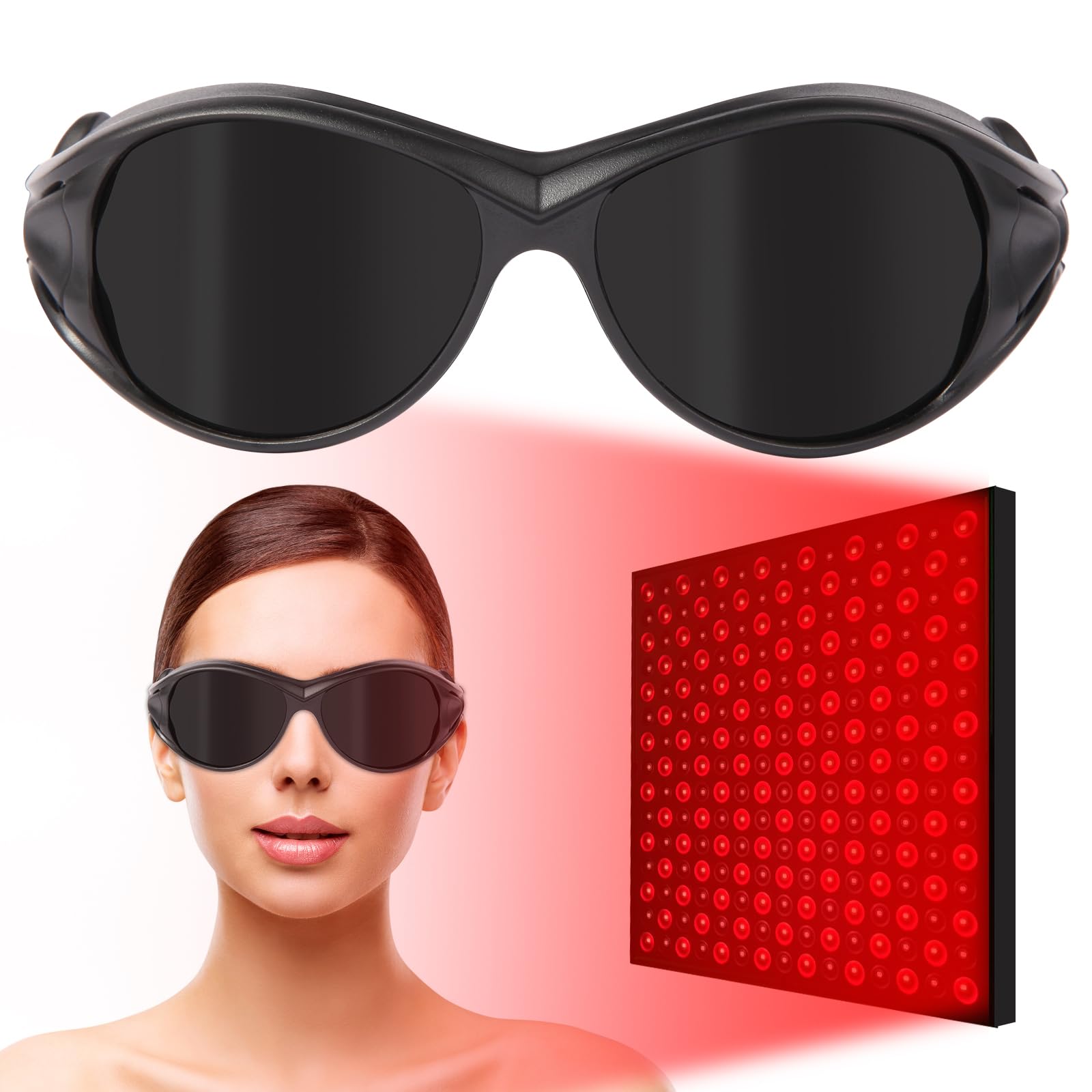 FreeMascot Red Light Therapy Glasses, Laser Safety Glasses IPL 200-2000nm, Eyes Protection for Tanning Goggles and Red Light Therapy - Medaid International