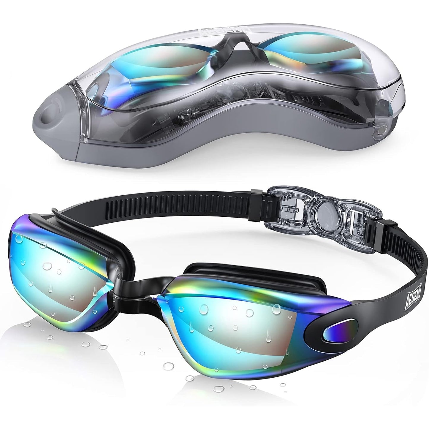 Aegend Swim Goggles, Swimming Goggles No Leaking Adult Men Women Youth, Aqua, UK-02-0016-1 - Medaid - Lebanon