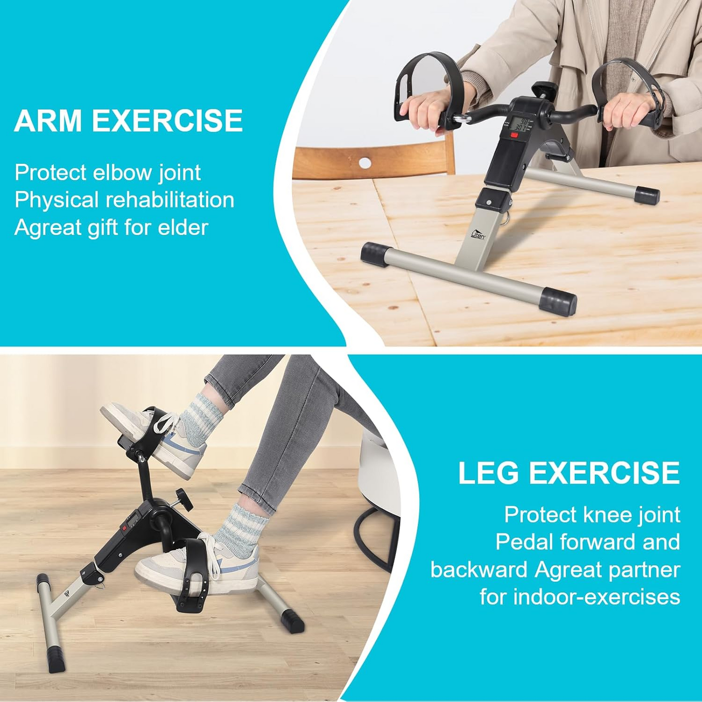 Sport Foldable Pedal Exerciser, Stationary Under Desk Exercise Equipment Arm/Leg/Foot Peddler Exercise - Medaid International