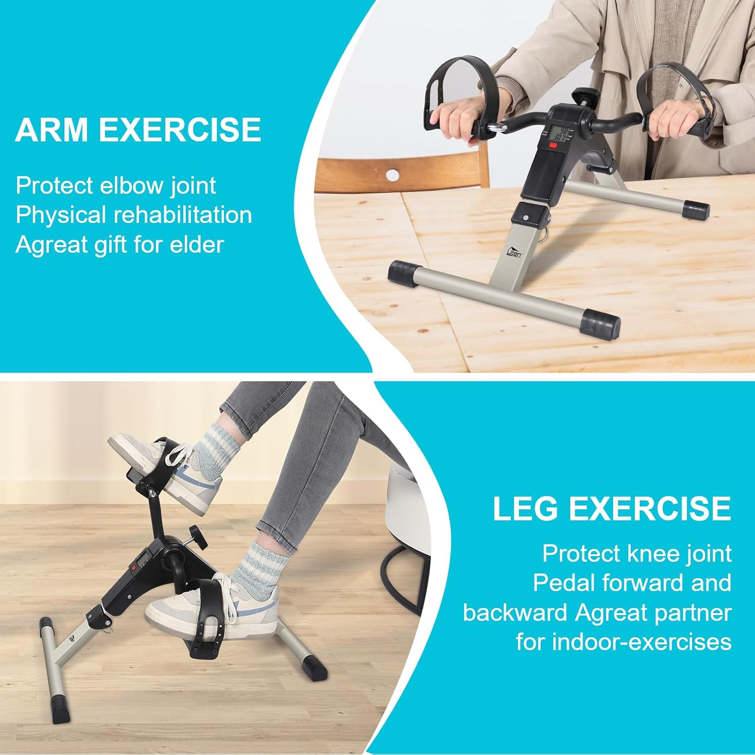 Sport Foldable Pedal Exerciser, Stationary Under Desk Exercise Equipment Arm/Leg/Foot Peddler Exercise - Medaid International