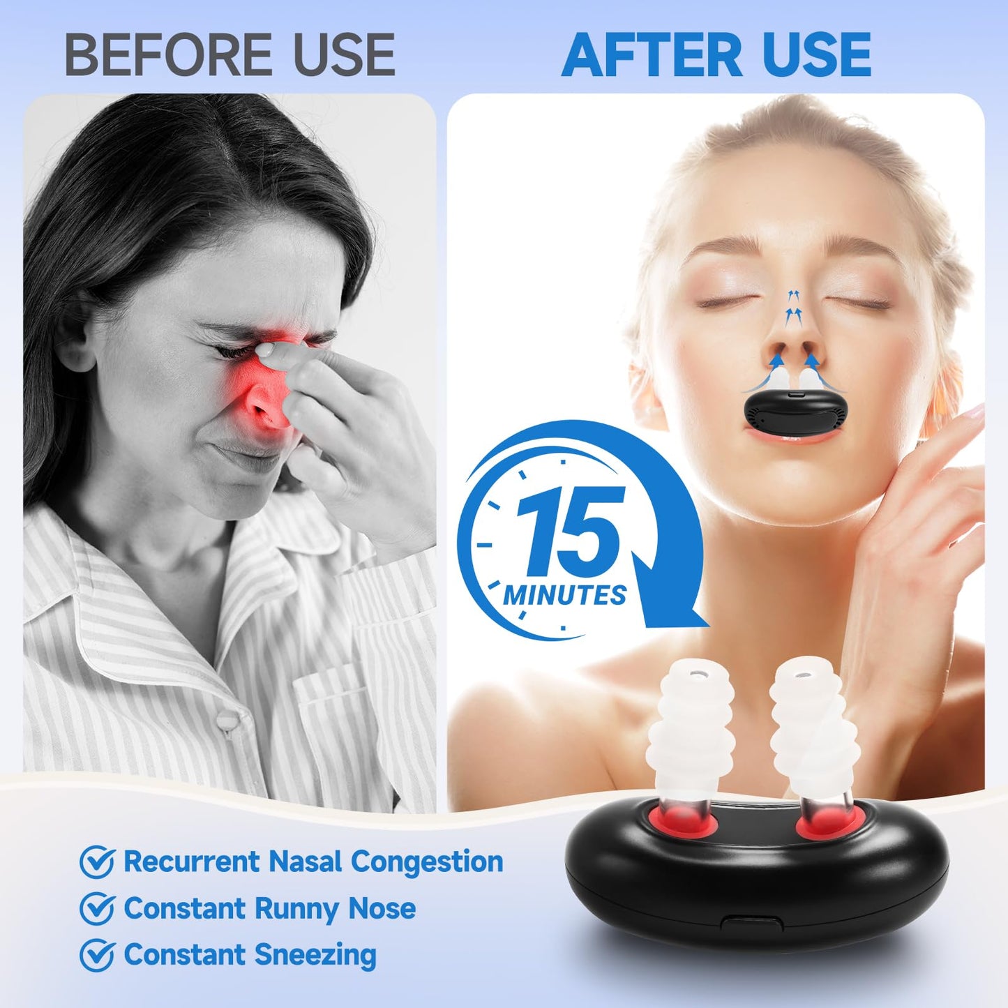 Colds Red Light Nasal Therapy Device, Red Light Nasal Therapy Instrument Red Light Nasal Therapy for Nose, Nasal Soothing Device (2PCS-XL) - Medaid International