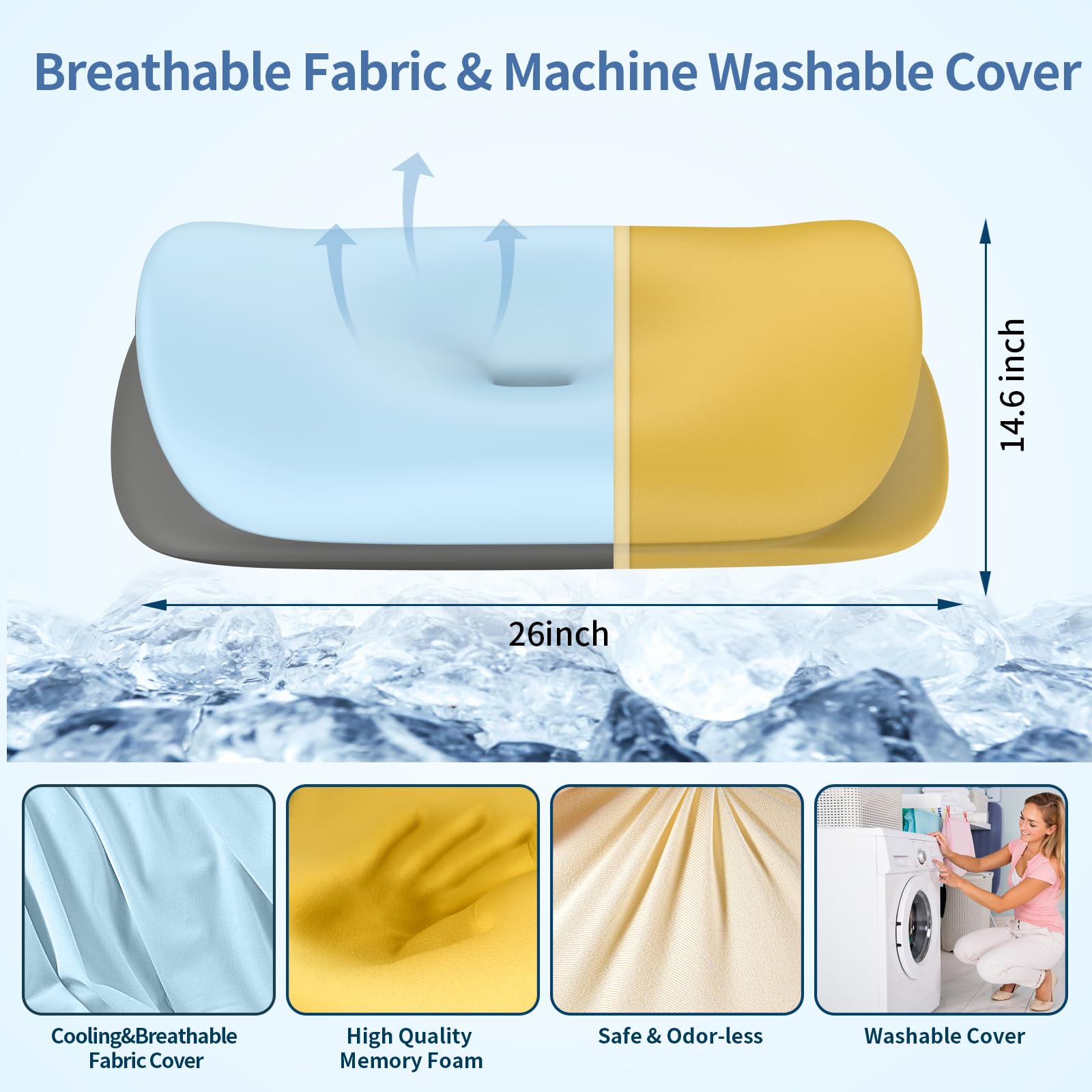 Olumoon Cervical Neck Pillow for Pain Relief - Ergonomic Memory Foam Contour Pillows for Side, Back & Stomach Sleepers, Cervical Pillow for Neck Support Sleeping with Breathable Cover - Medaid International