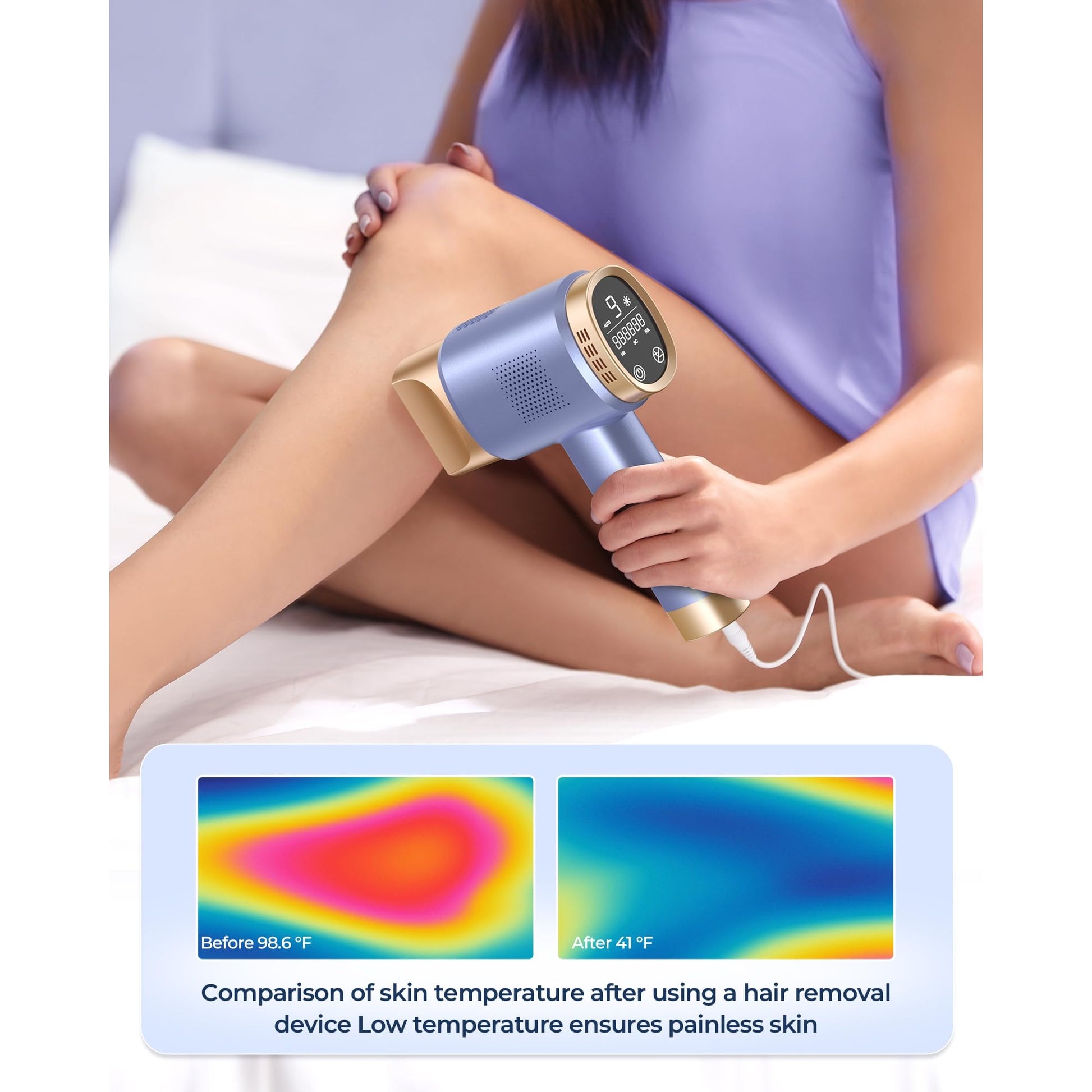 IPL Laser Hair Removal for Women and Men, Sapphire Ice-Cooling Painless, Long-Lasting Result, at Home Hair Removal Device for Legs, Face - Medaid International