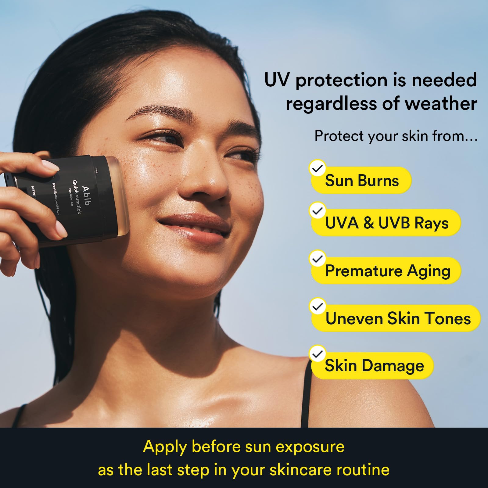 Abib Quick Sunstick Protection Bar SPF50+ 0.77 oz / 22 g (Glowing) | Korean Suncreen Stick Suncare Sunblock, No Whitecast, Protector Solar Barra, Centella Asiatica Extract, Aloe Extract - Medaid International