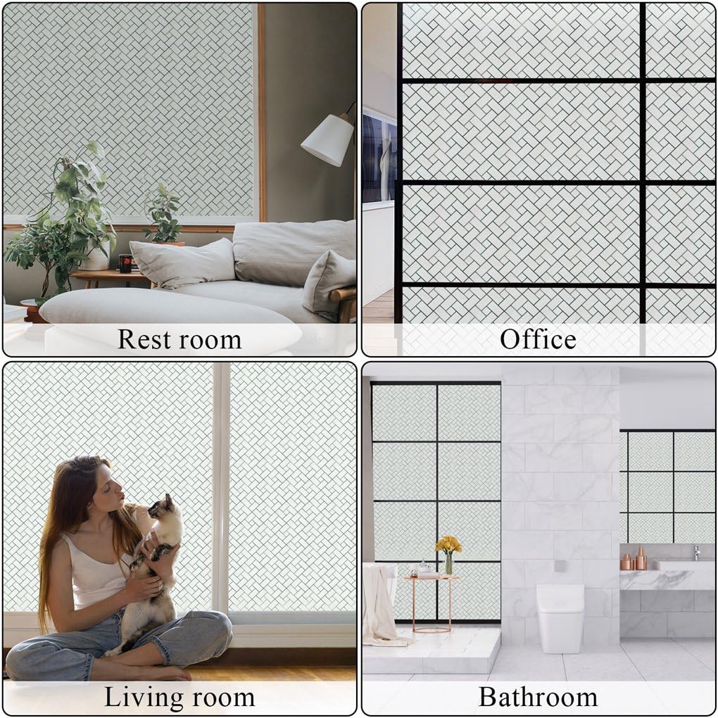 Arthome Privacy Window Film Decorative Film Frosted Film Stained Film Static Cling UV Protection Heat Control Sticker for Home Kitchen Office Living Room Bathroom Bedroom 23.6 inches by 100 inches - Medaid International