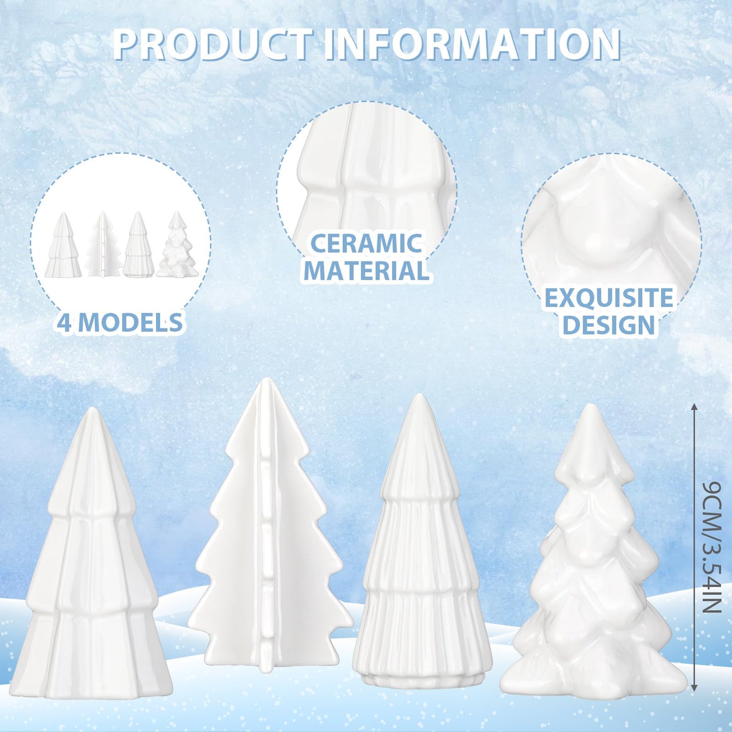 Nuenen 8 Pcs Ceramic Christmas Tree Porcelain Christmas Tree Winter Christmas Trees Mini Stoneware Trees for Mantle Vintage Table Shelf Living Room Bedroom Cabinets Office Desktop(Classic) - Medaid International