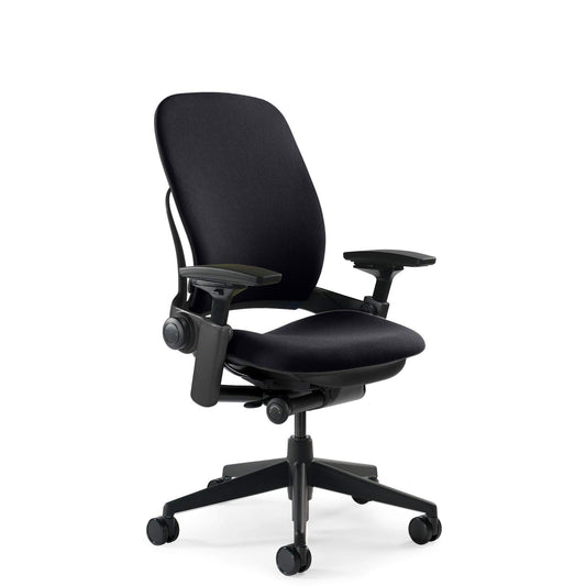 Steelcase Leap Task Chair: Black Base - 4D Adjustable Arms - No Headrest - 7" Cylinder Seat Height - Medaid International