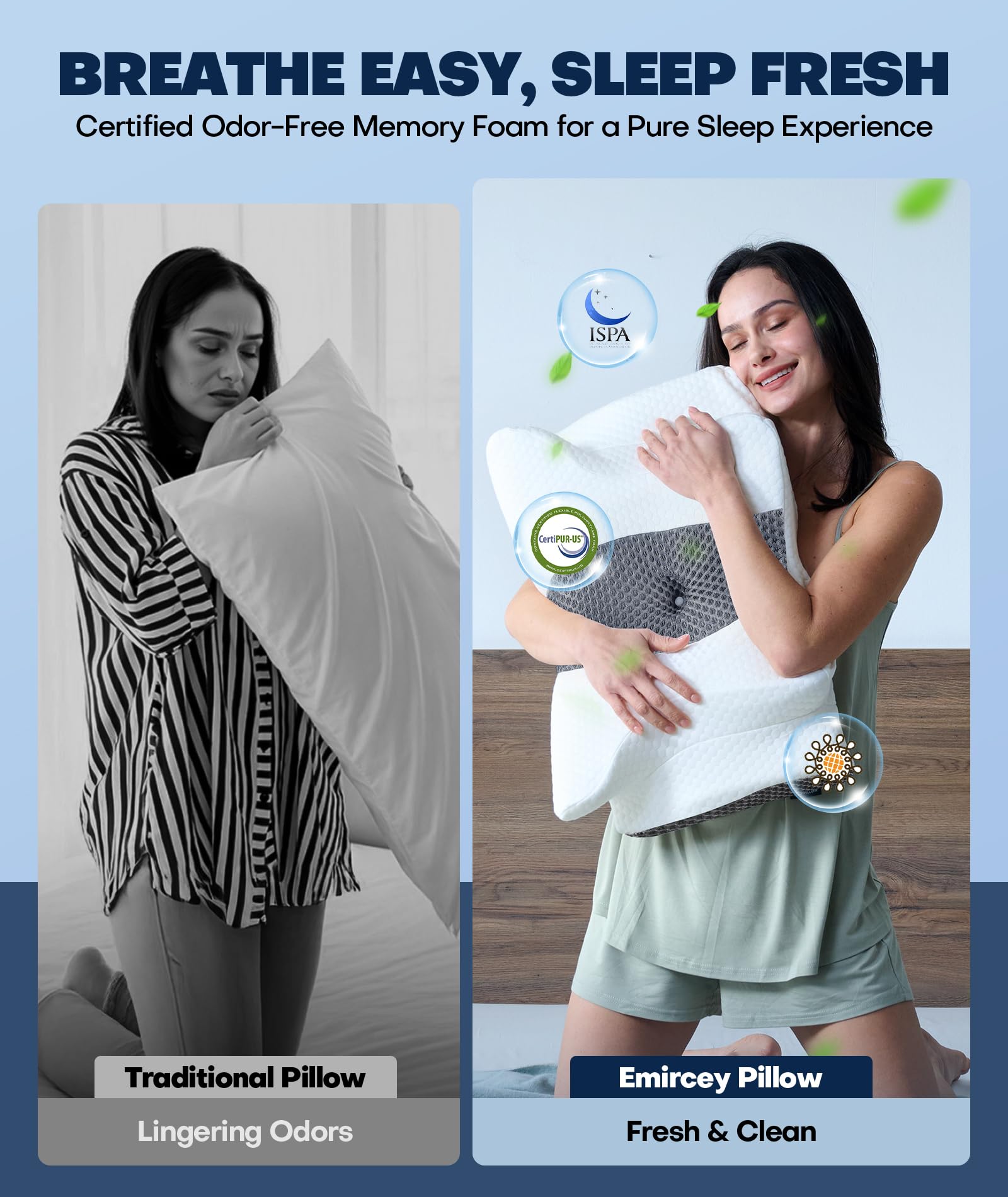 Sleep Doctor Approved Cervical Neck Pillow for Sleeping, Ergonomic Contour Side Sleeper Pillows for Adults, Cooling Orthopedic Pillow for Pain Relief Support, Memory Foam Pillows Back Stomach Sleepers - Medaid International