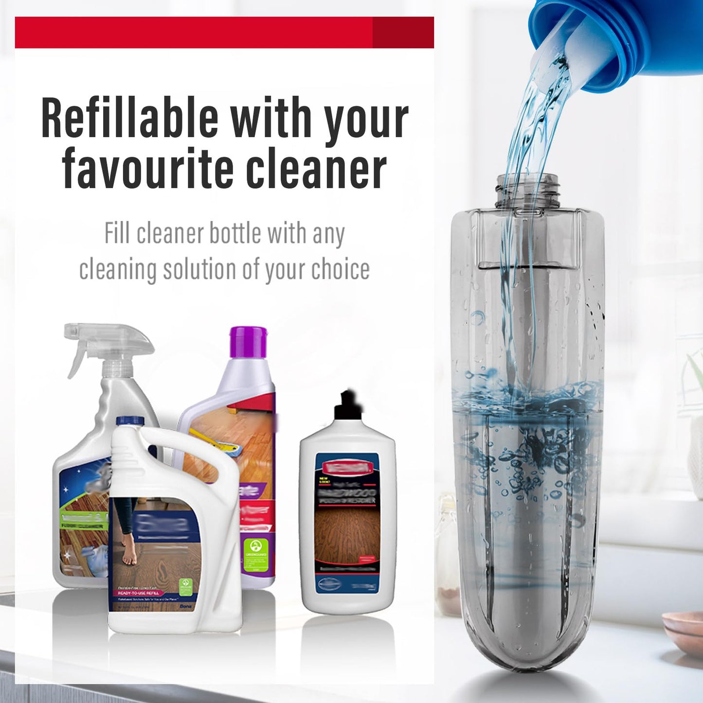 Spray Mops for Floor Cleaning Floor Mop with a Refillable Spray Bottle and 2 Washable Microfiber Pads Home or Commercial Use Dry Wet Flat Mop for Hardwood Laminate Wood (Red) - Medaid International