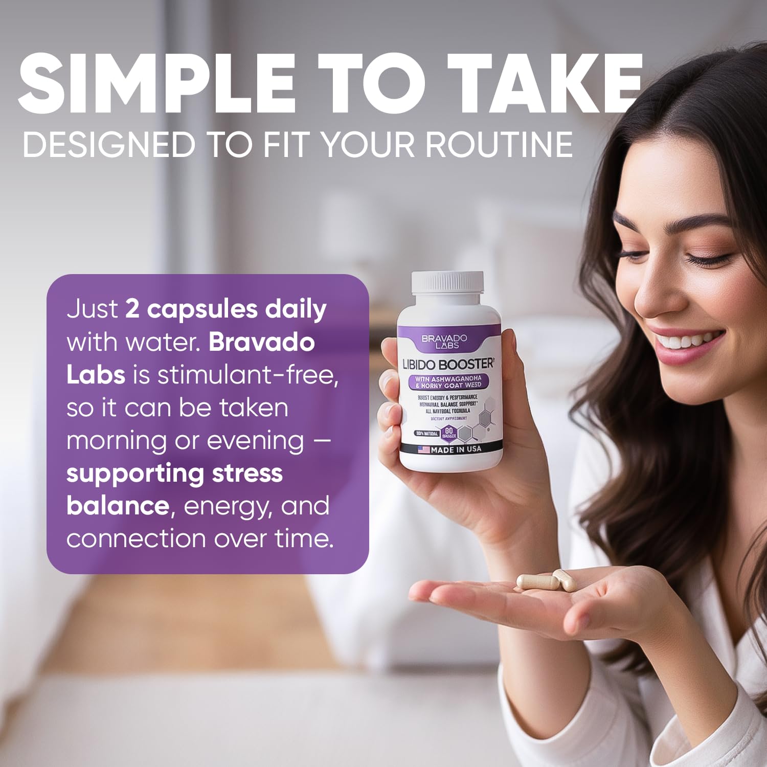 Bravado Labs Women’s Herbal Energy Supplement with Maca, Ashwagandha & Dong Quai – Plant-Based Capsules for Daily Balance, Focus & Wellness – 60 Vegan Capsules - Medaid International