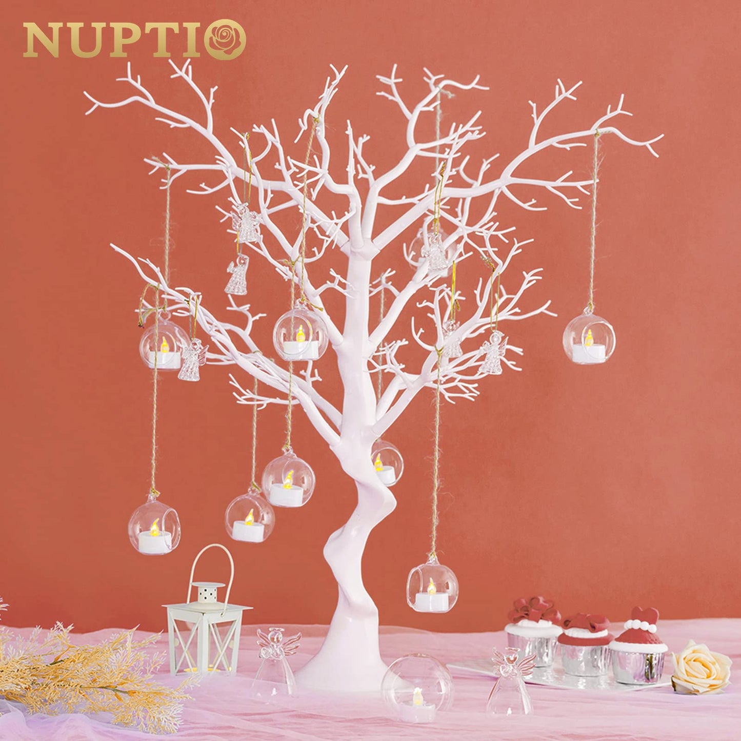 NUPTIO Artificial Tree Centerpiece, 30 inches White, Manzanita Tree Decorative Branch for Weddings, Tabletop Decoration, Ornament Display - Medaid International