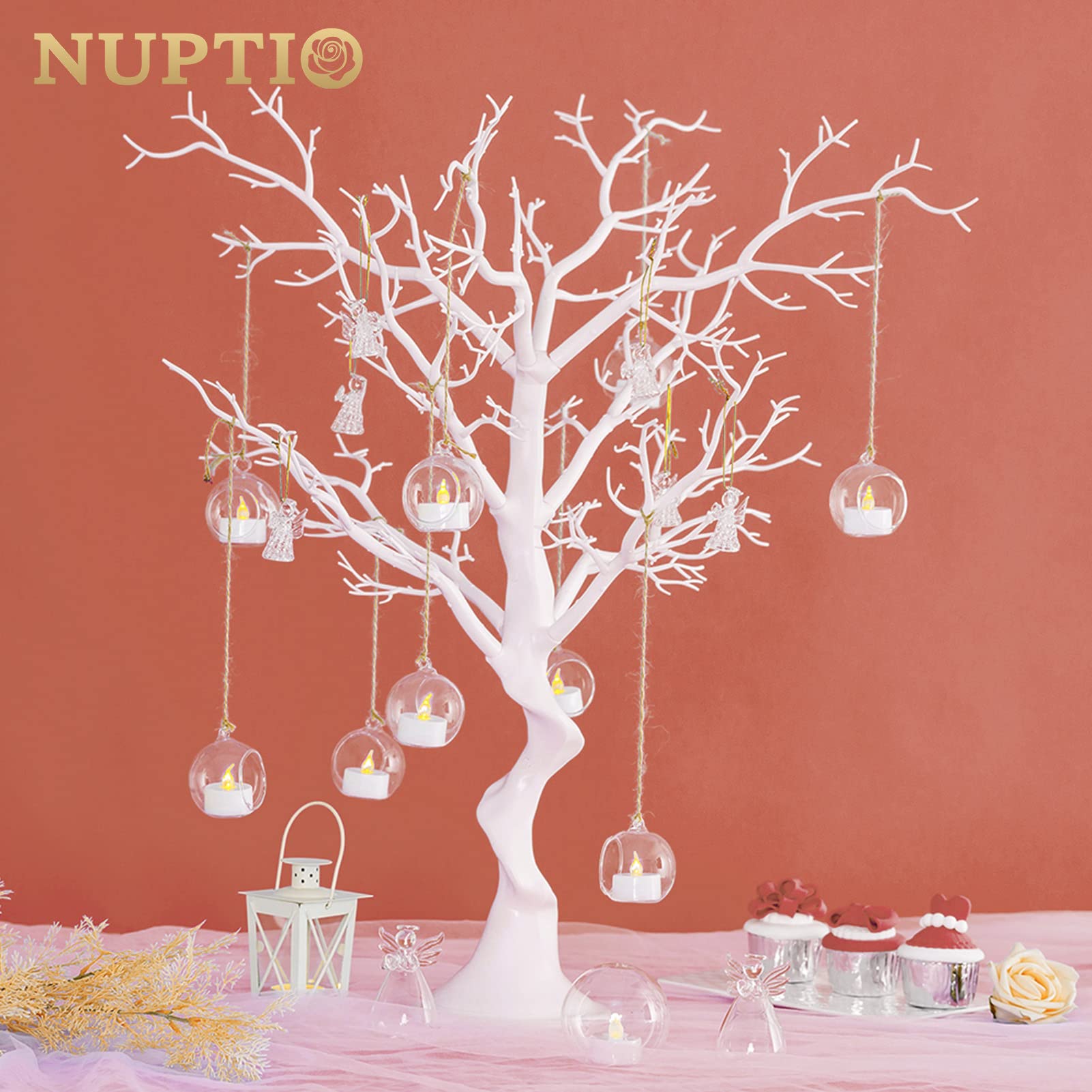 NUPTIO Artificial Tree Centerpiece, 30 inches White, Manzanita Tree Decorative Branch for Weddings, Tabletop Decoration, Ornament Display - Medaid International
