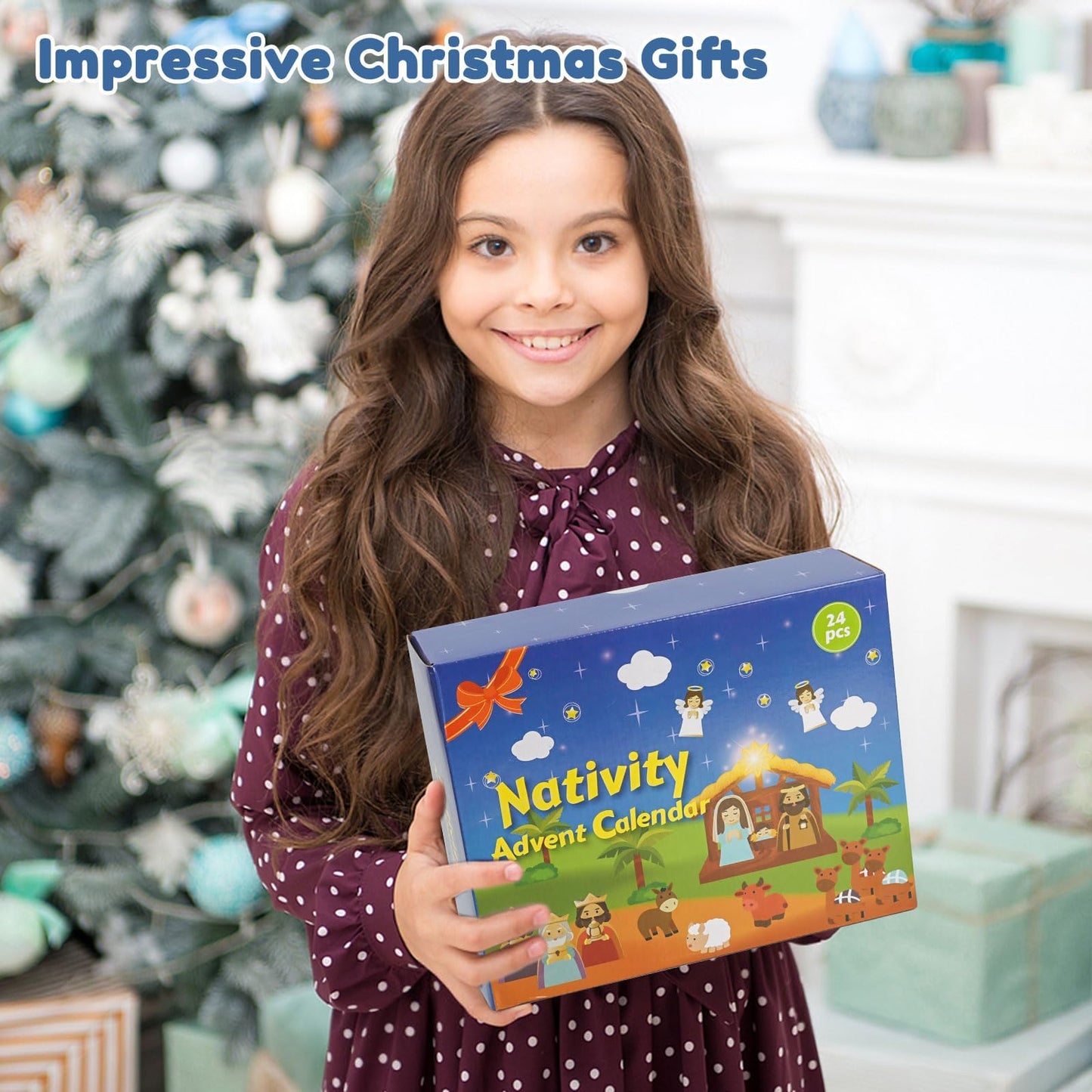 Nativity Advent Calendar 2025 Kids - Nativity Scene Story Gifts for Toddlers 24 Days Xmas Count Down Box, Christian Religious Christmas Countdown Calendar Surprises Gifts for Children (Figurine Set) - Medaid International