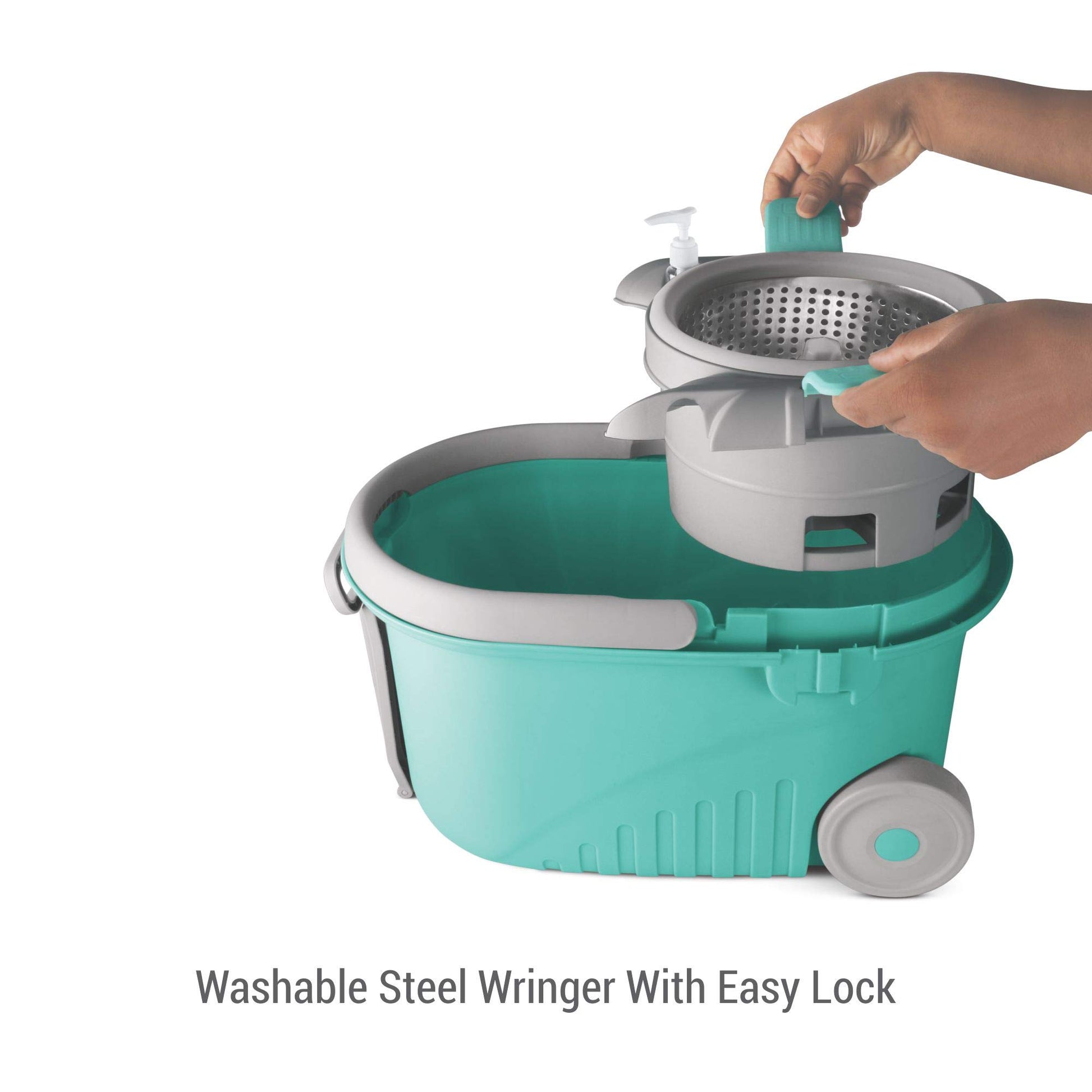 Spotzero Spin Mop and Bucket with Wringer Set and Wheels, 360 Spinning Mops System with 2 Microfiber Refills and Extendable Handle, Floor Cleaning System for Home by Milton (mapa para limpiar el piso) - Medaid International